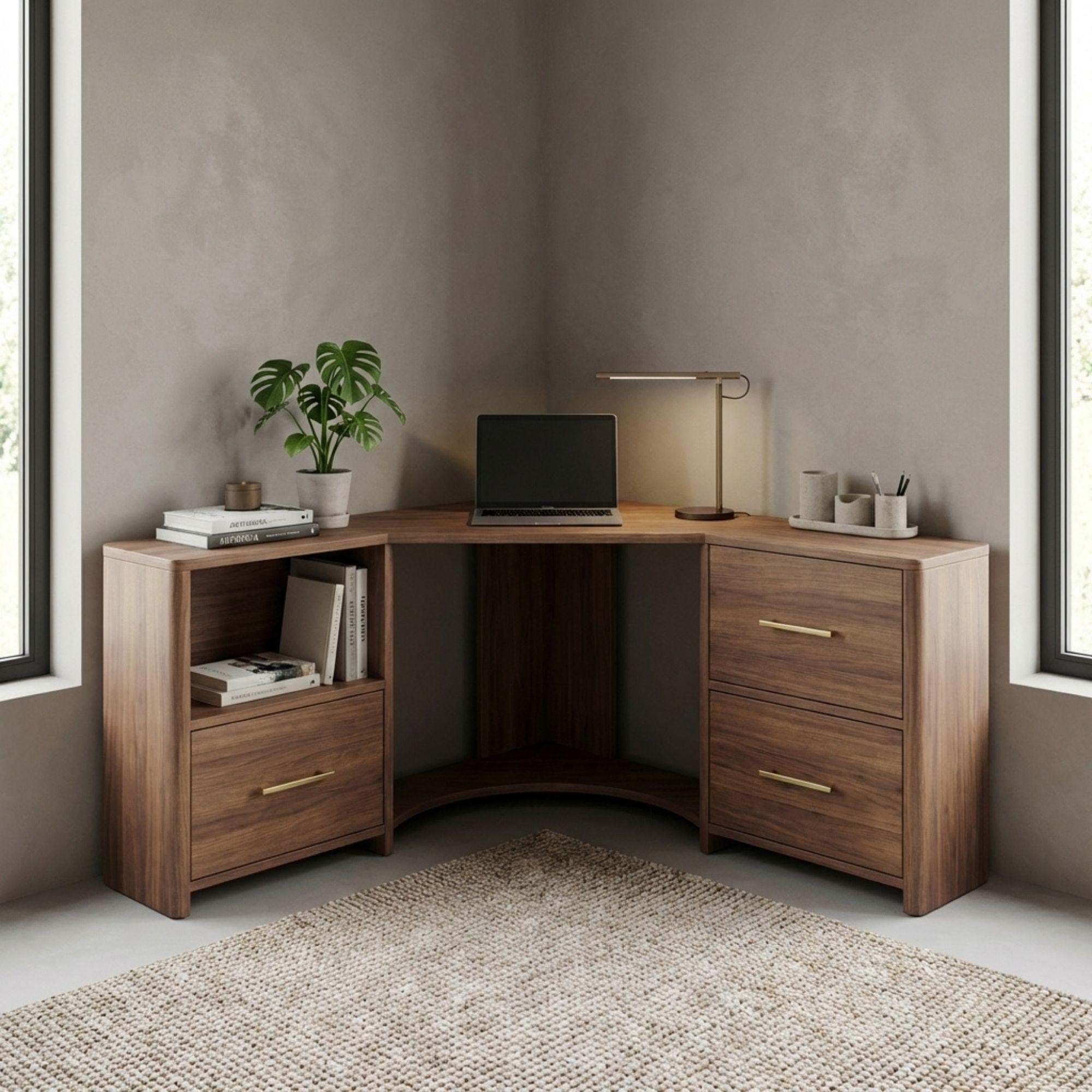 DIY L-Shaped Desk Plans | Corner Computer Build Guide With Drawers (Digital Download) - view 5