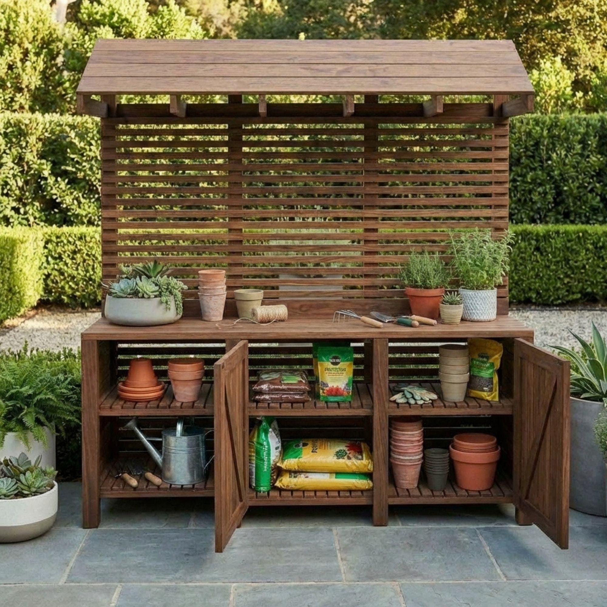 DIY Potting Bench with Storage Plans | Potting Station Blueprint | Garden Workbench PDF - view 3