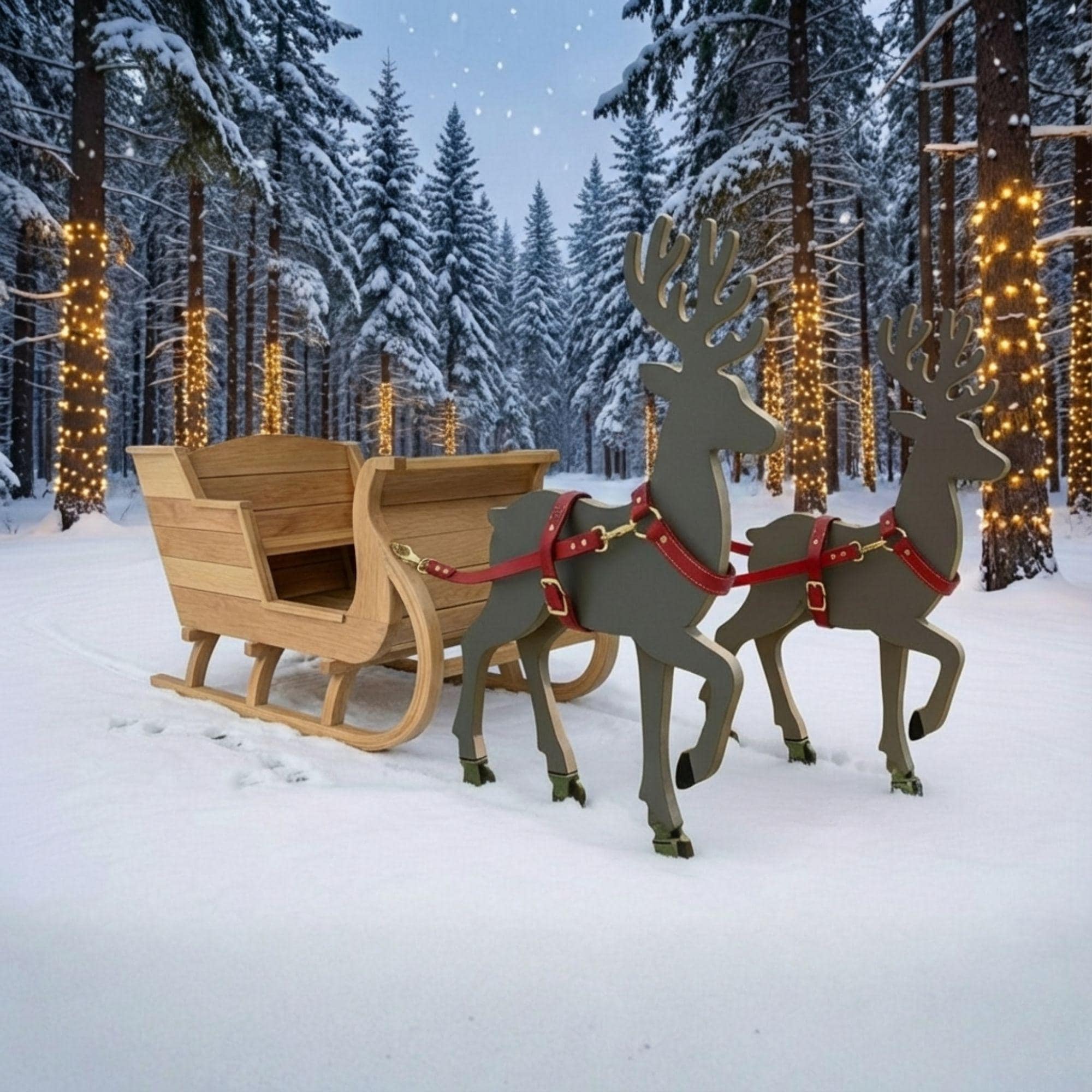 DIY Santa Sleigh & Reindeer Plans | Life-Size Outdoor Christmas Yard Display | Wooden Holiday Decor Blueprint | Digital PDF Pattern - view 3