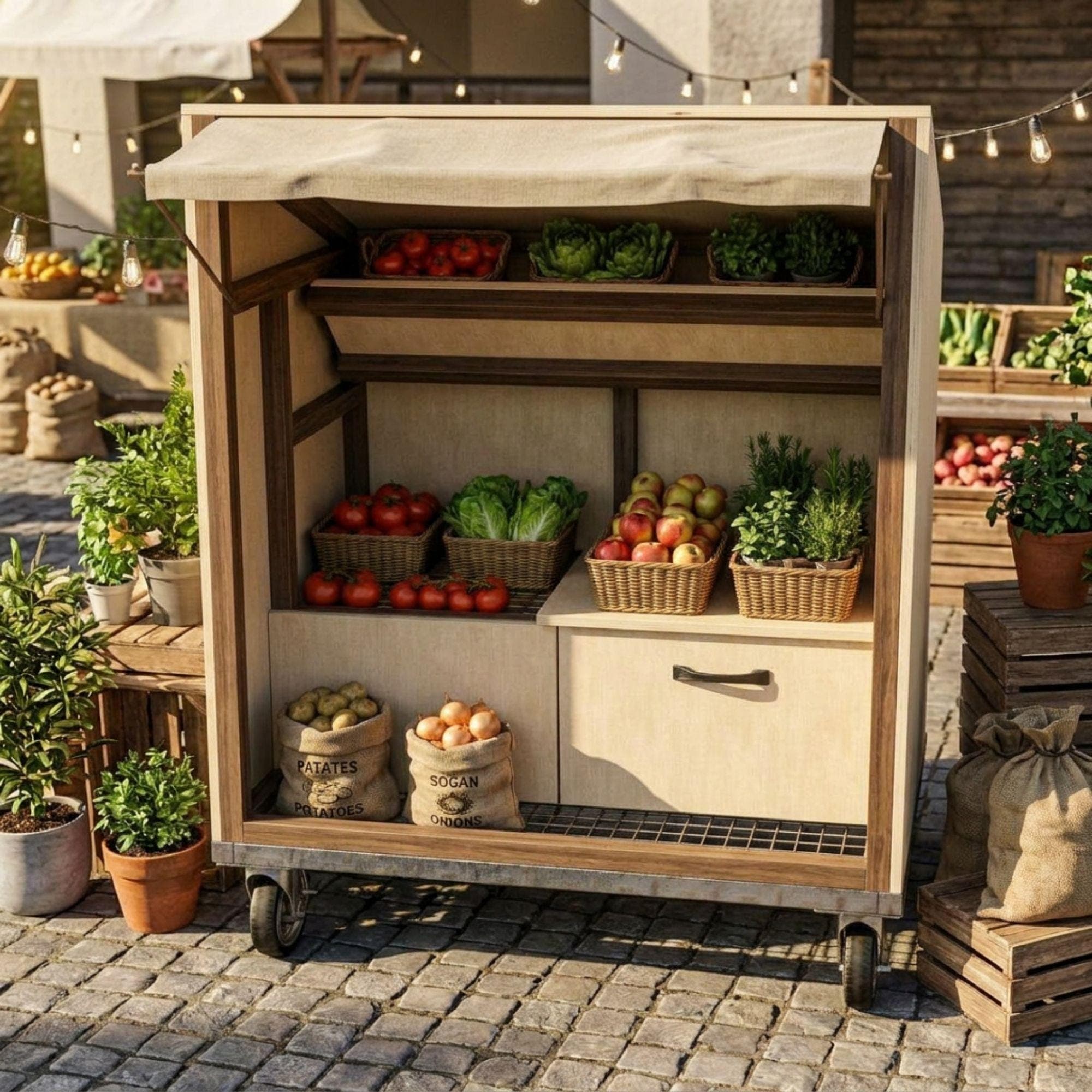 DIY Farmstand Plans | Roadside Vegetable Stand Blueprint | Mobile Bakery Cart PDF | Farmers Market Stall Build | Wood Flower Cart Template - view 6