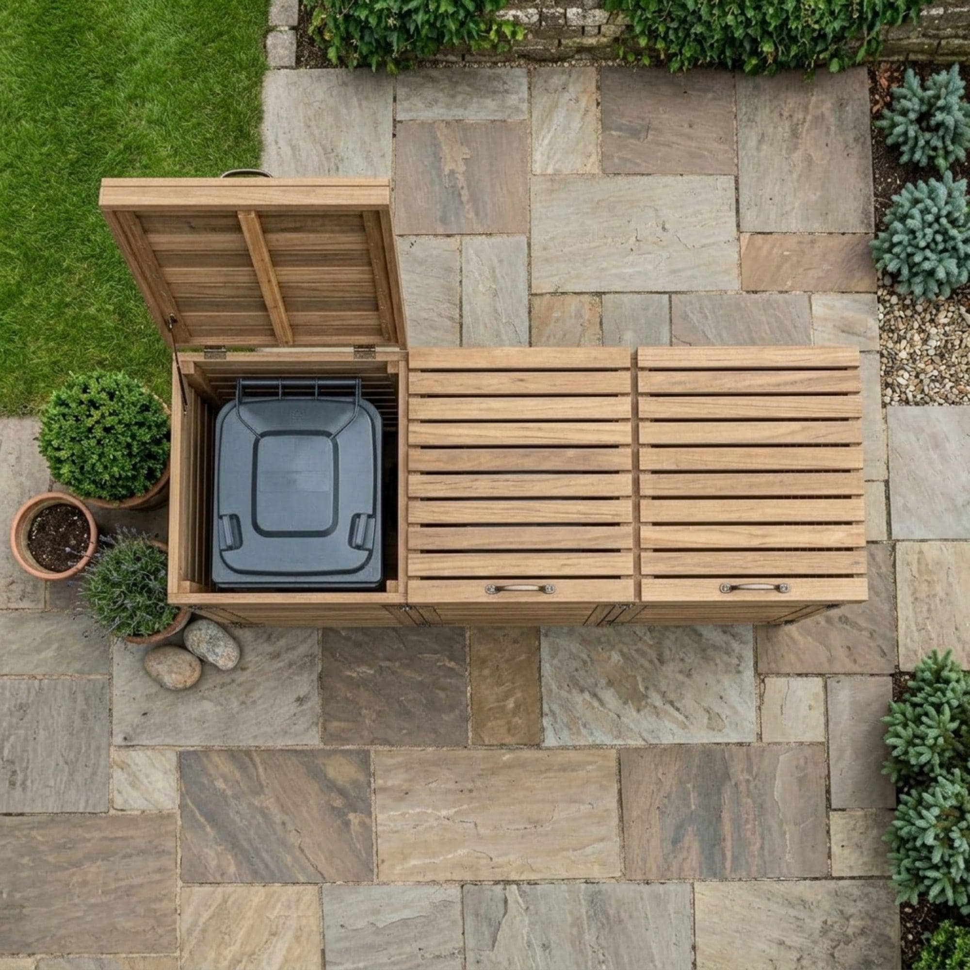 DIY Triple Wheelie Bin Storage Plans PDF | Wooden Trash Can Enclosure Blueprint | 3-Bay Garbage Shed | Outdoor Bin Hideaway Woodworking - view 6