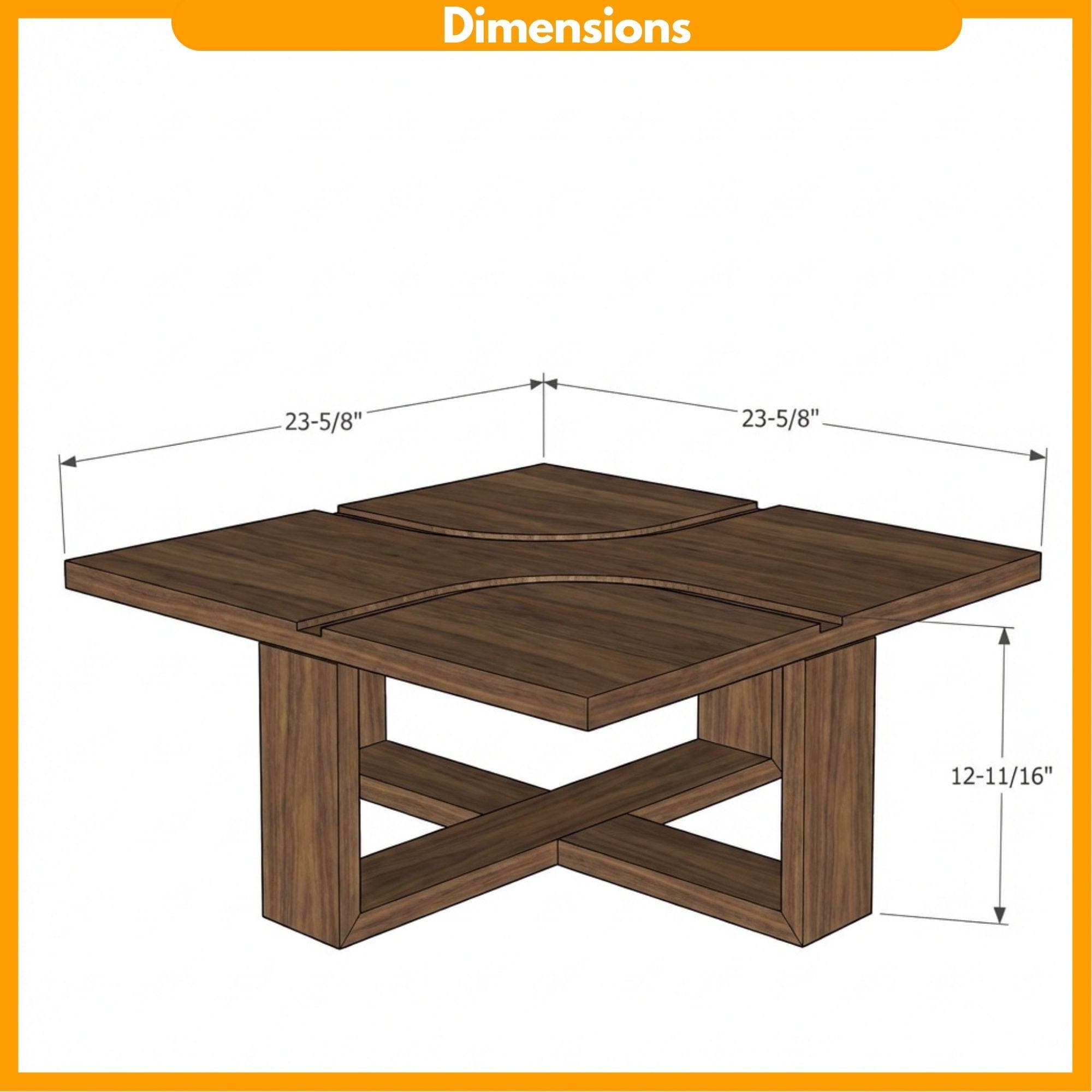 Modern Square Coffee Table Plans | Indoor Outdoor Woodworking Blueprint (PDF) - view 2