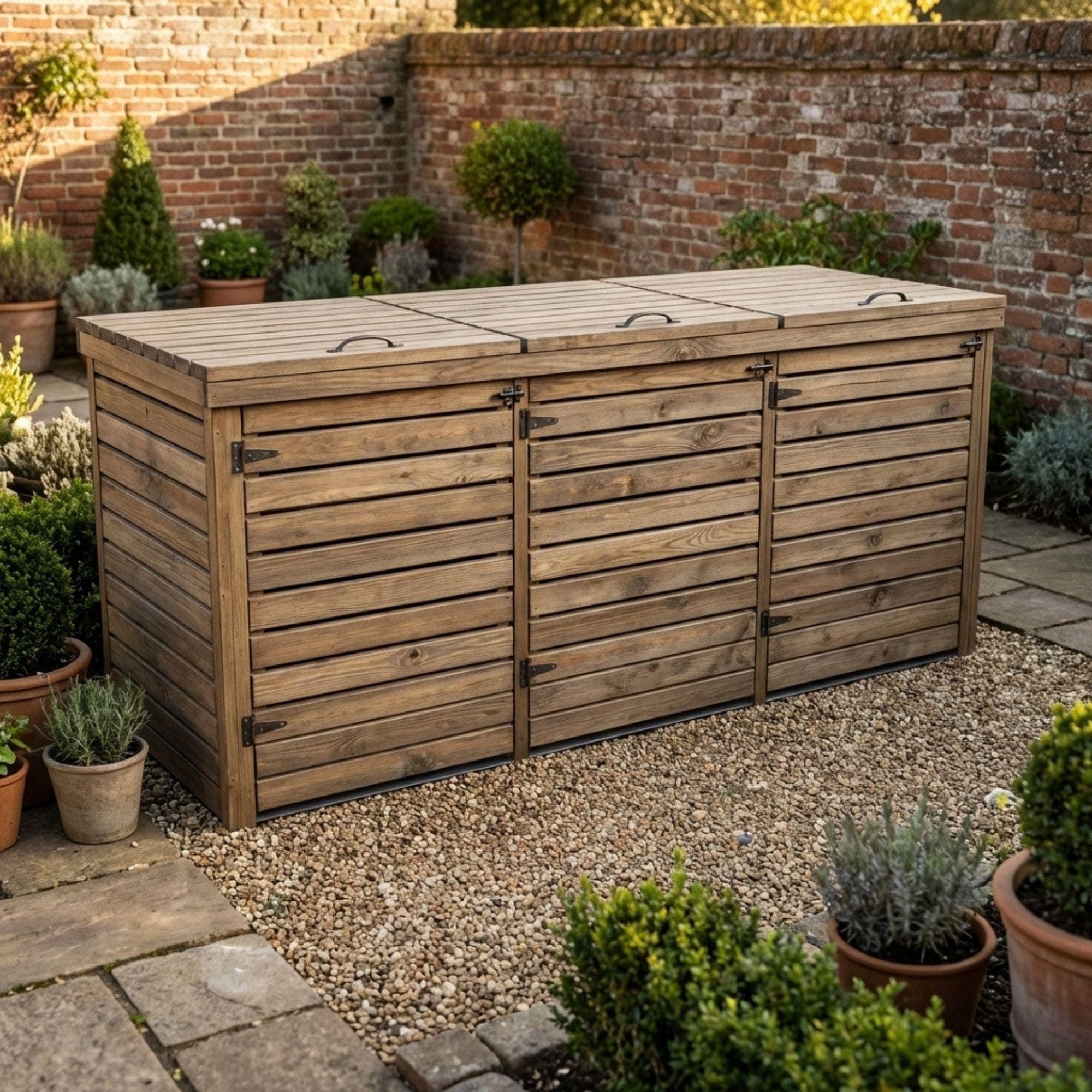 DIY Triple Wheelie Bin Storage Plans PDF | Wooden Trash Can Enclosure Blueprint | 3-Bay Garbage Shed | Outdoor Bin Hideaway Woodworking - view 4
