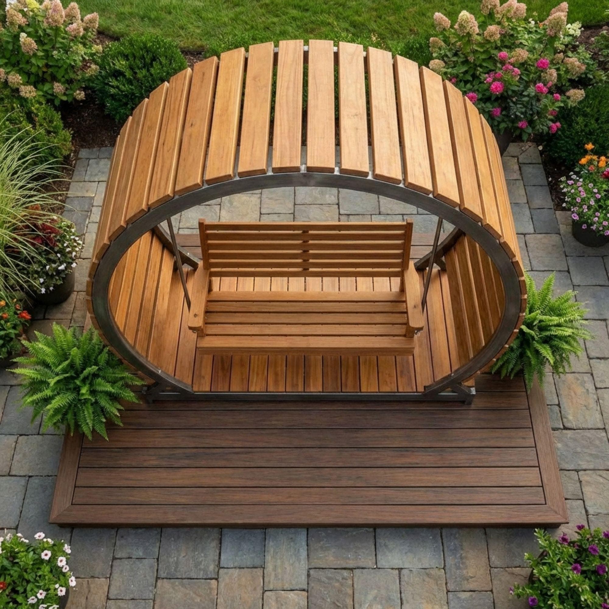 DIY Porch Swing Stand Plans | Circular Pergola Blueprint | Outdoor Patio Furniture Plans | Backyard Arbor Swing Build | Wood Canopy - view 5