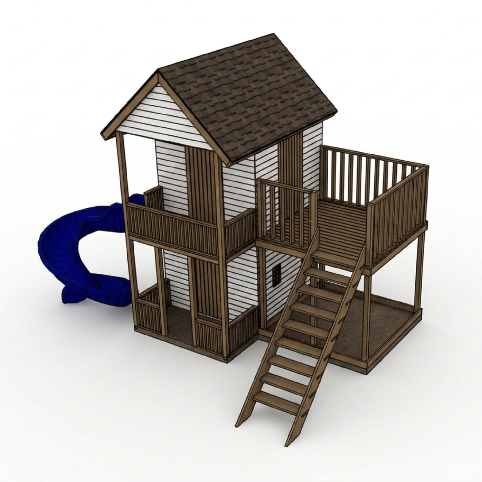 DIY 2-Story Playhouse Plans | Kids Elevated Backyard Fort Blueprint (PDF Download) - view 7