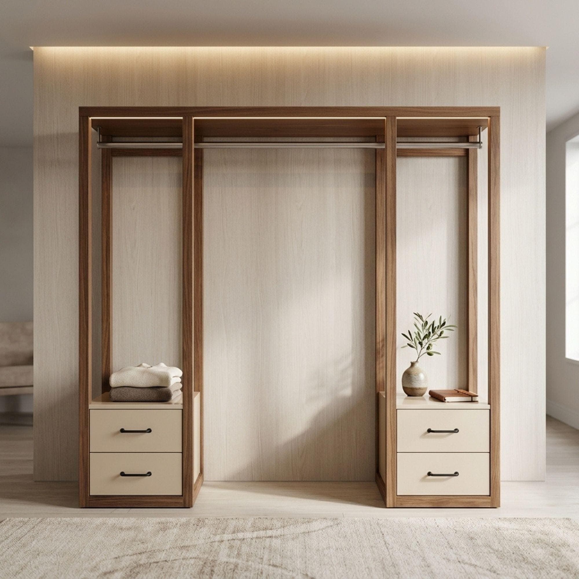 DIY Open Wardrobe Plans PDF | Wooden Clothes Rack with Shelves | Bedroom Clothing Rack and Organizer | Closet Storage System - view 4
