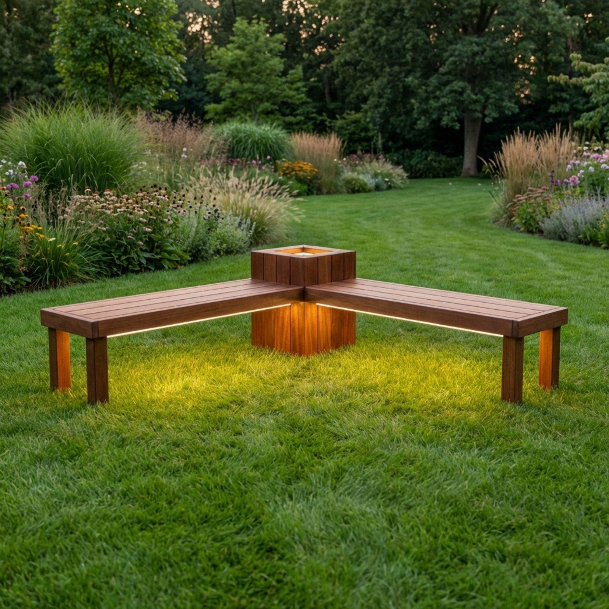 DIY Outdoor Corner Bench Plans | L Shaped Planter Bench Blueprint | Wooden Garden Seating PDF - view 2