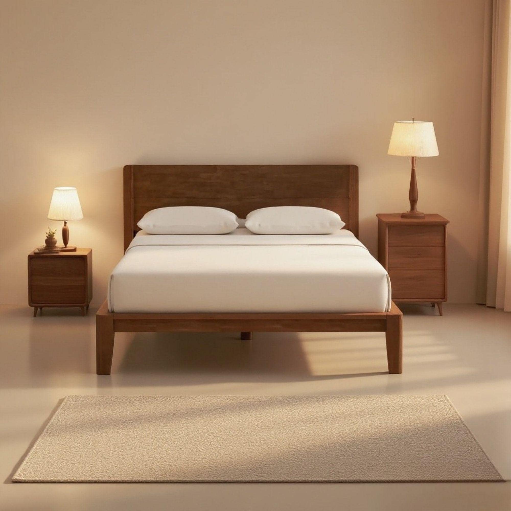 Bed Frame Queen with Headboard | Bed Frame Plans | DIY Wooden Bed Frame | Floating King Size Bed Frame | Rustic, Solid Wood Bed Design - view 2