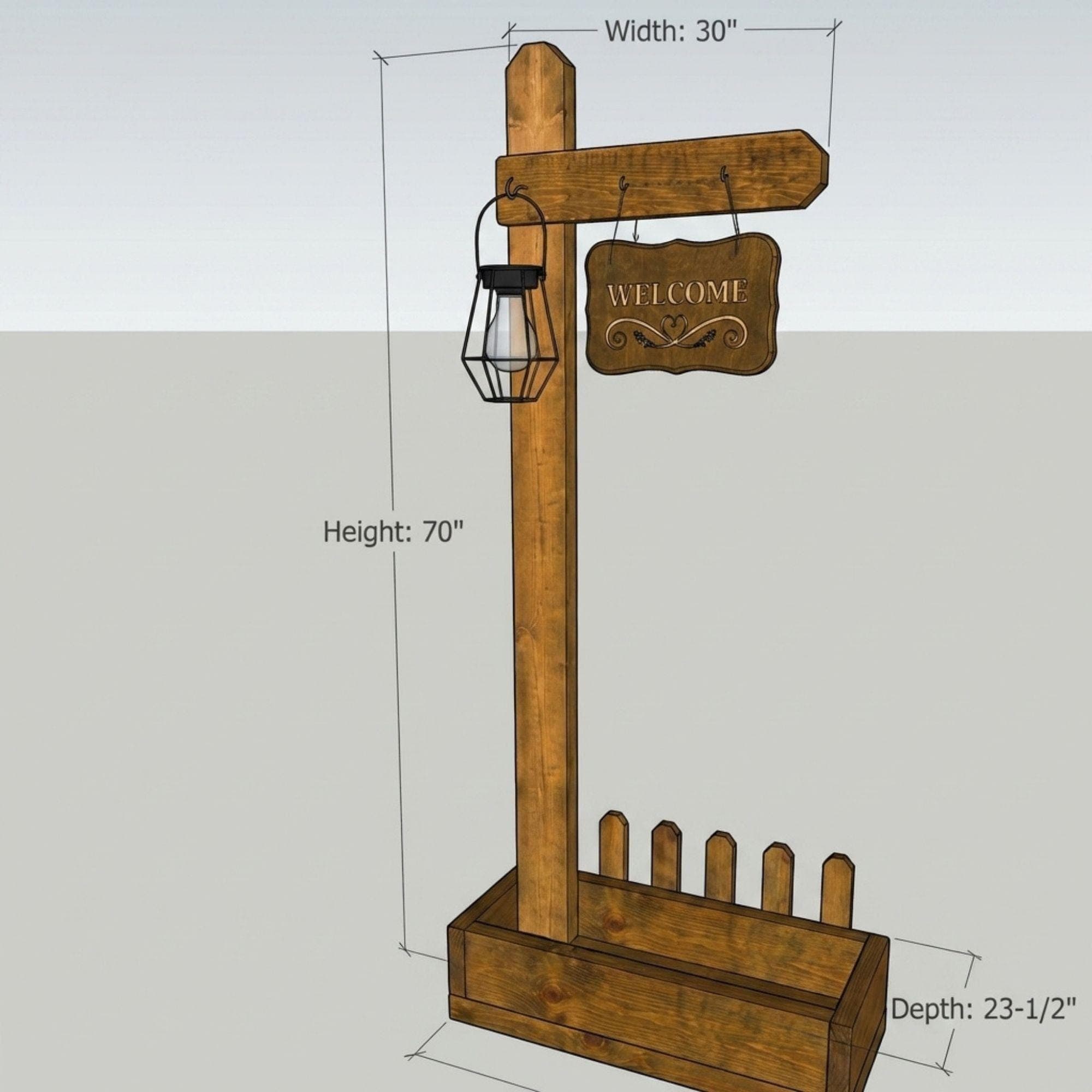 DIY Large Welcome Sign Planter Plans PDF | 70-Inch Tall Porch Plant Stand Blueprint - view 2