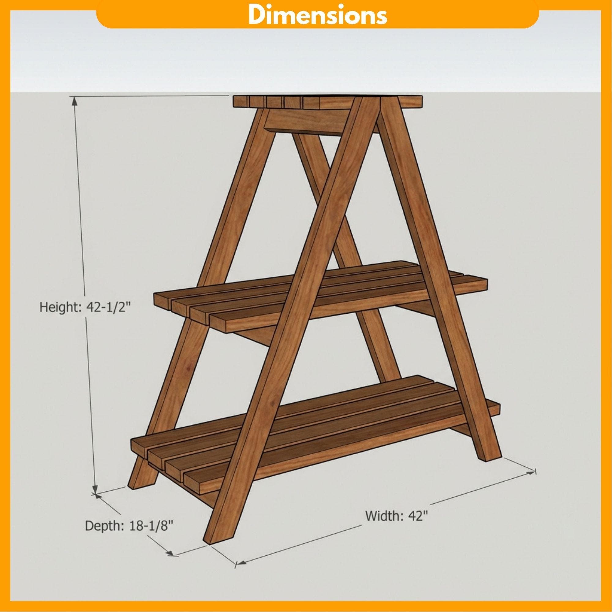 DIY Tiered Plant Stand Plans | A-Frame Wood Ladder Shelf Blueprint (Digital Download) - view 2