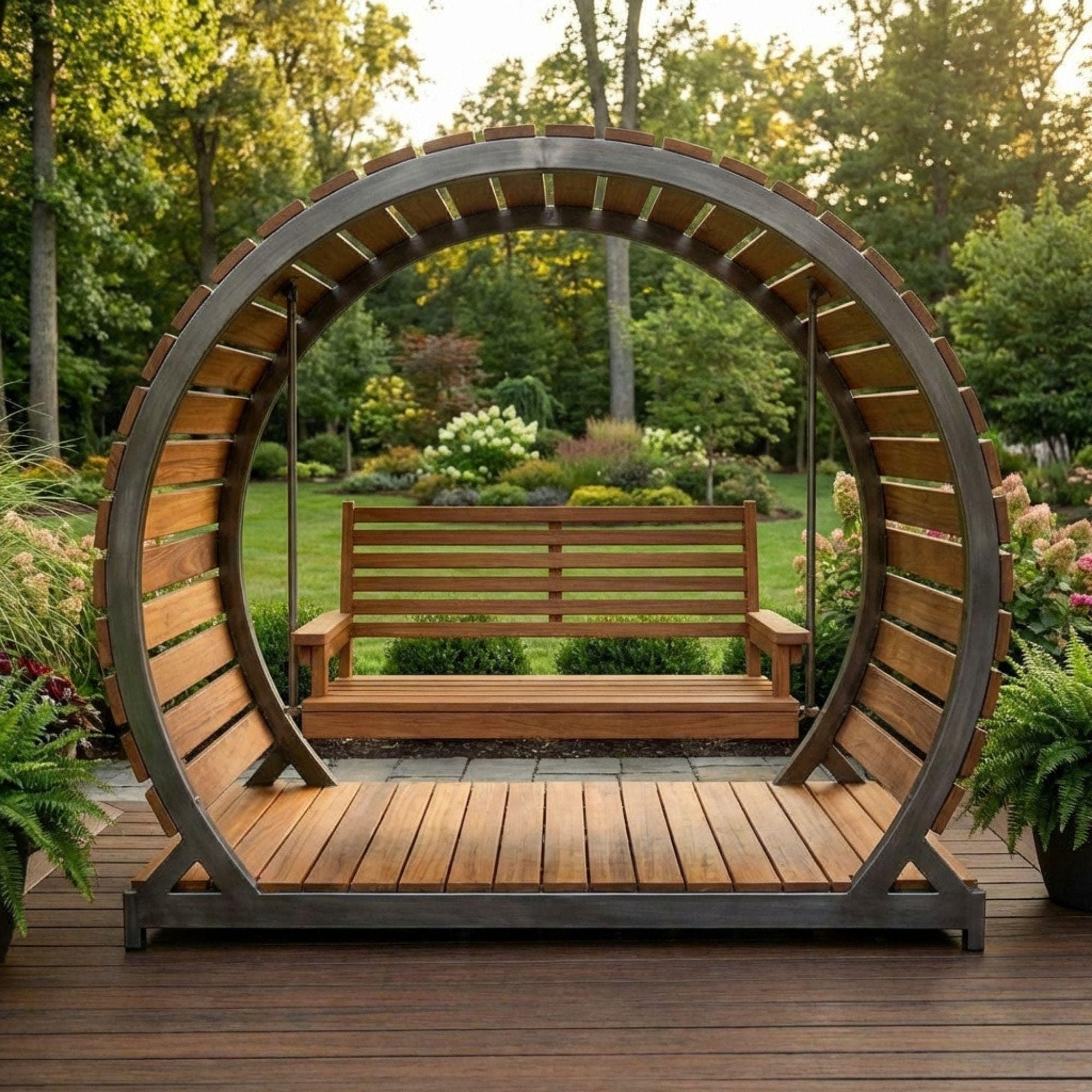 DIY Porch Swing Stand Plans | Circular Pergola Blueprint | Outdoor Patio Furniture Plans | Backyard Arbor Swing Build | Wood Canopy - view 4