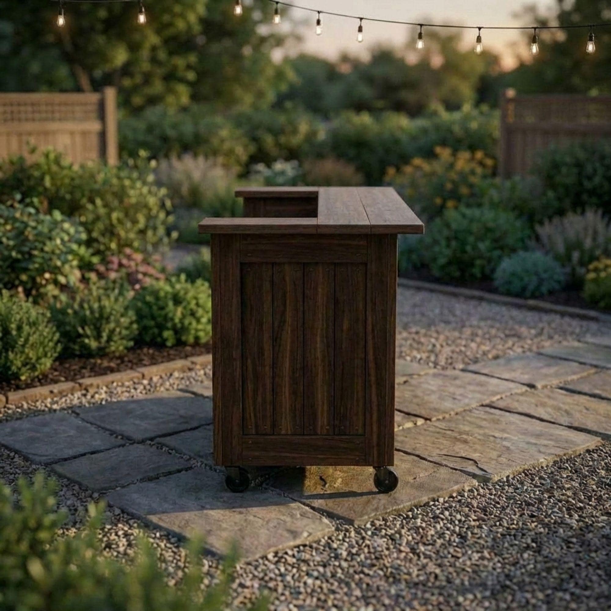 DIY Outdoor Bar Plans | Slatted Wood Mobile Bar Blueprint (PDF Download) - view 4