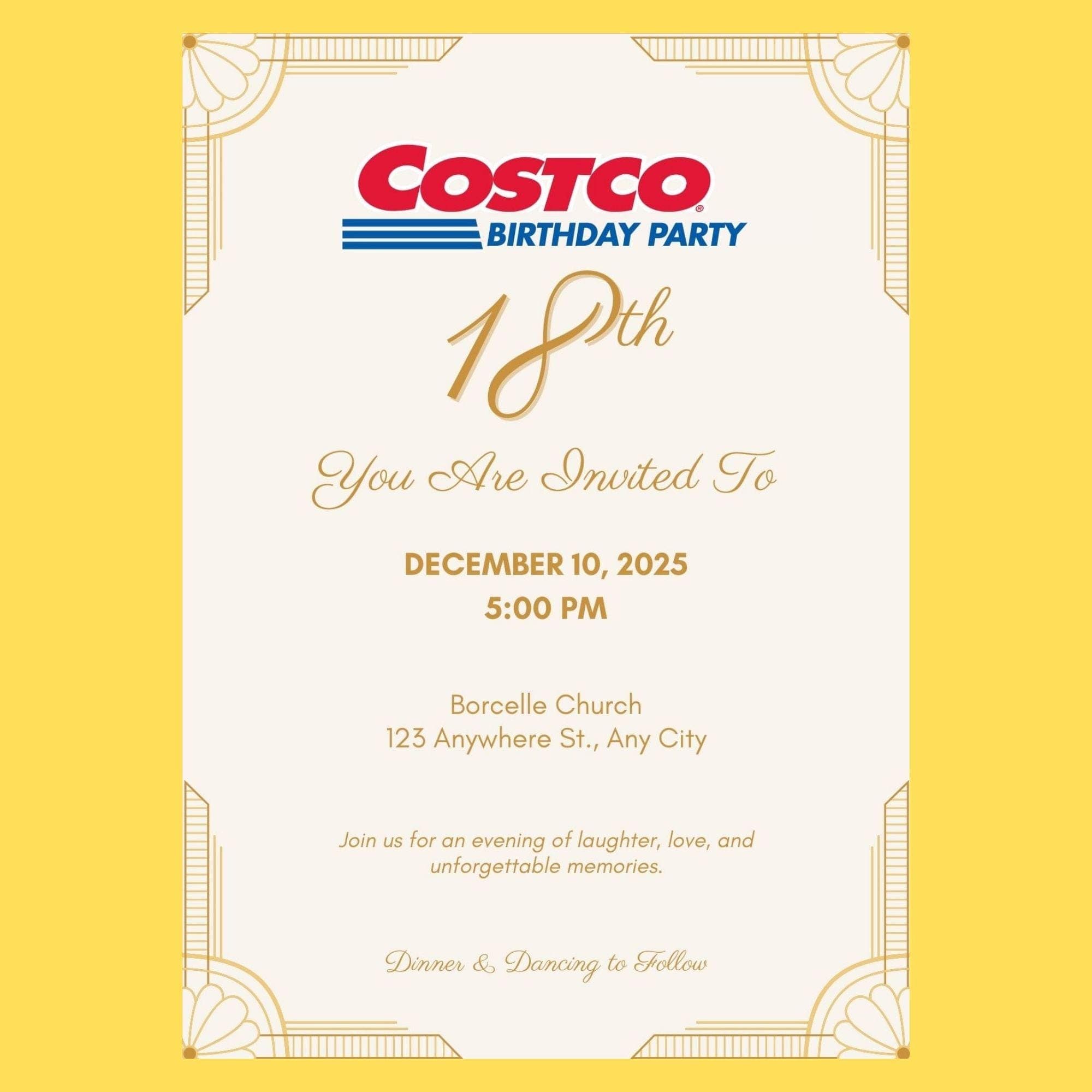 Costco Birthday Party Invitation Template | Editable Canva Invite (5x7 inches) - view 3