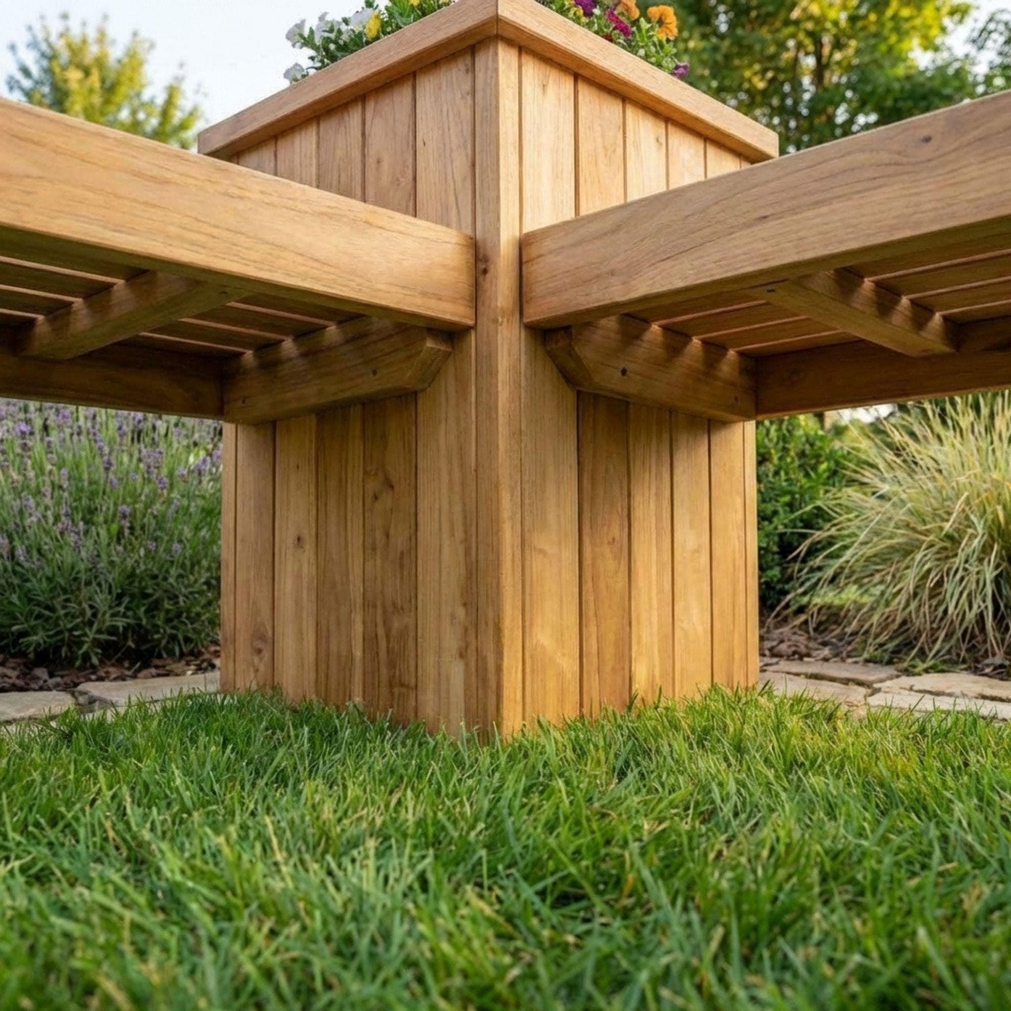 DIY Outdoor Corner Bench Plans | L Shaped Planter Bench Blueprint | Wooden Garden Seating PDF - view 6