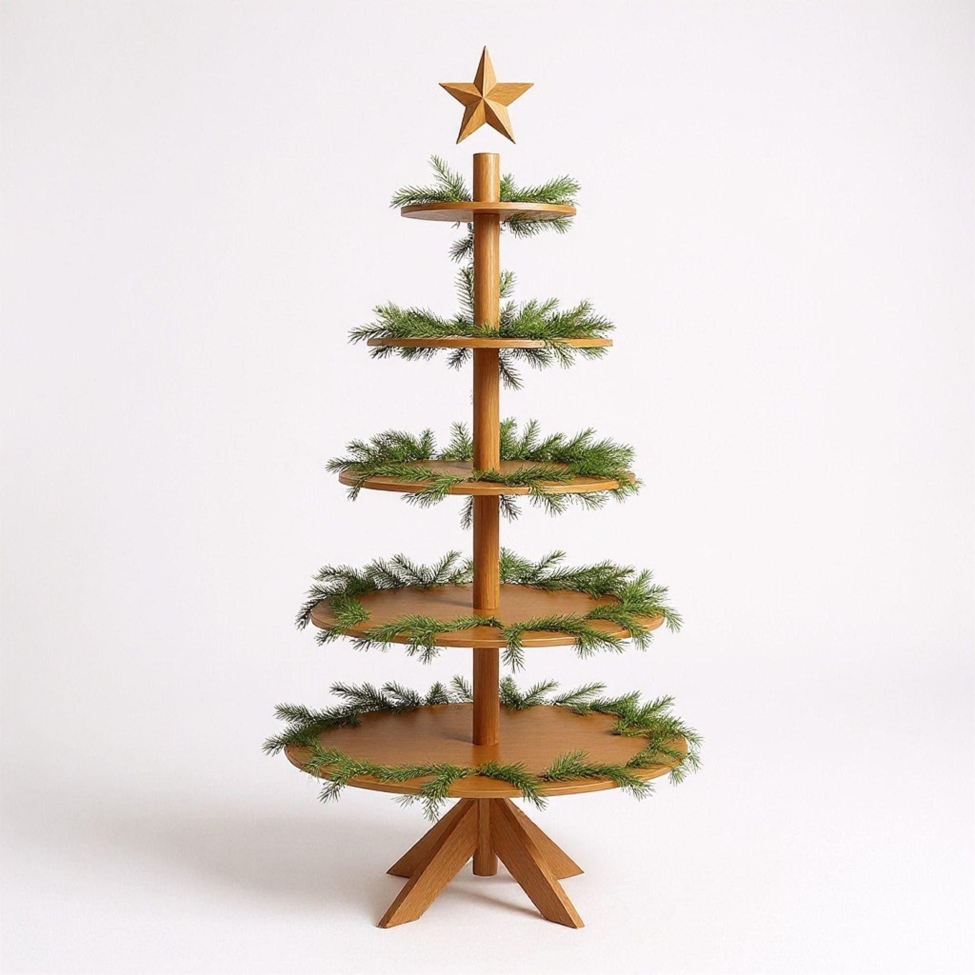 Christmas Village Tree Stand Plans | DIY Tiered Display Shelf Instructions | Wooden Miniature Village Platform | Woodworking Pattern - view 4
