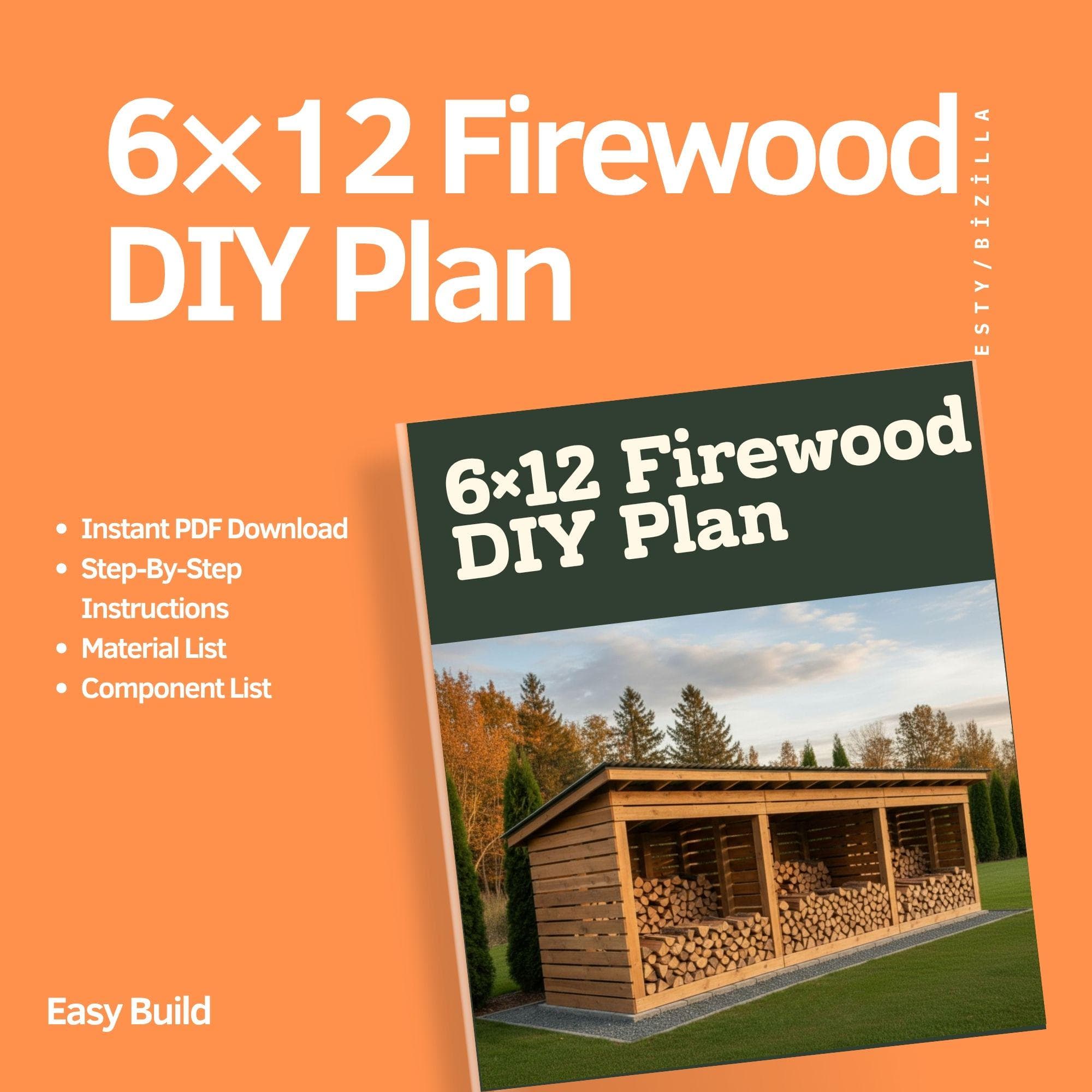 6x12 Firewood Shed Plans: DIY Sloped Roof Woodshed (PDF Download) - view 6