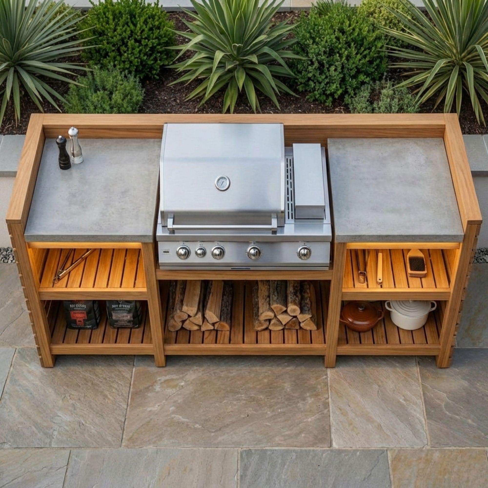 DIY Outdoor Grill Station Plans | BBQ Kitchen Cart Blueprint | Wooden Grill Table Build Guide - view 6