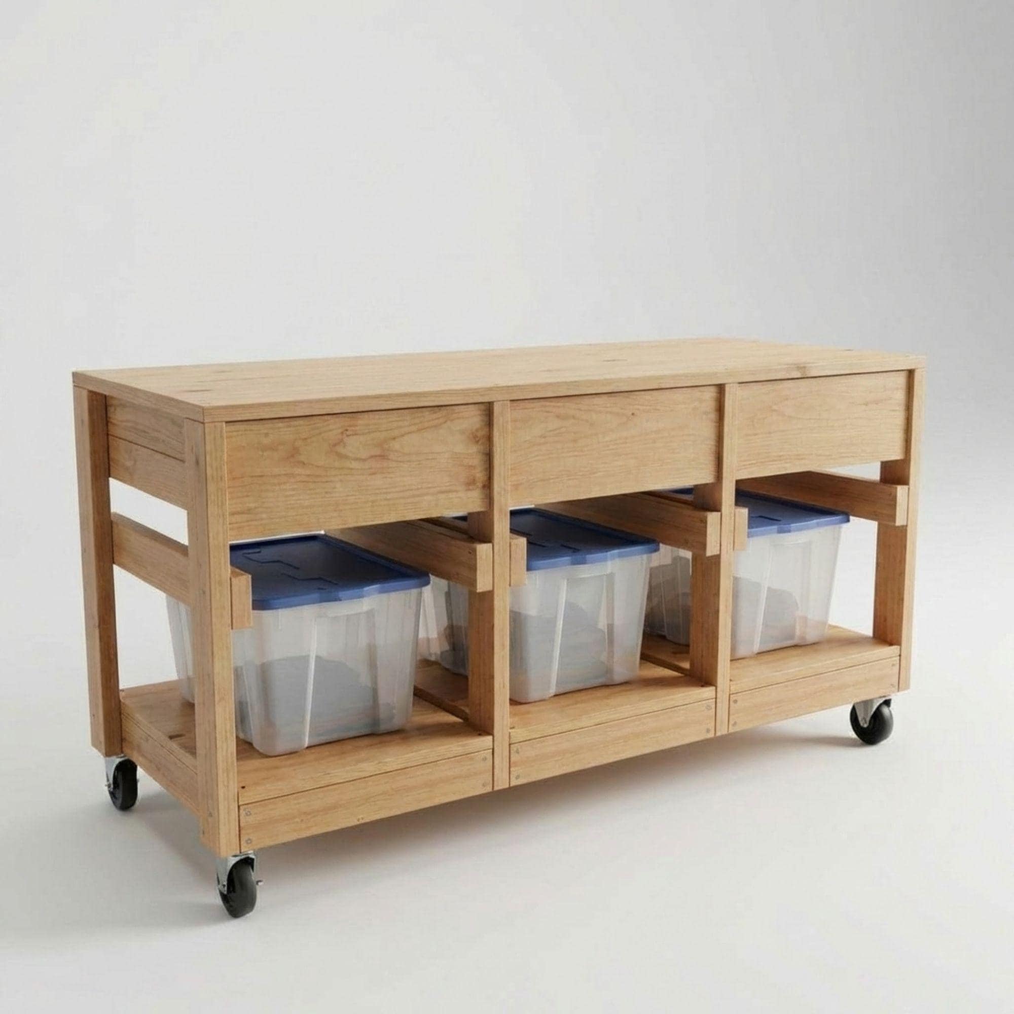 DIY Mobile Workbench with Tote Storage Plans PDF | Rolling Shop Cart & Organizer Blueprint | 3-Drawer Garage Utility Table | Woodworking - view 8