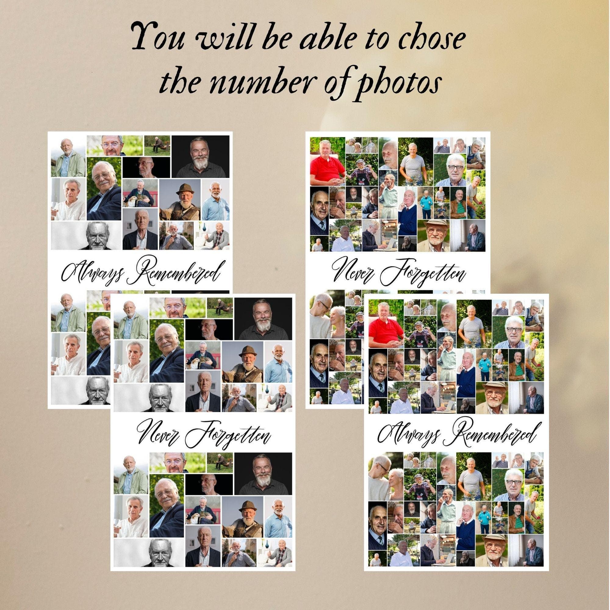 Funeral Photo Collage Sign Set, Memorial Poster (Digital Download) - view 8