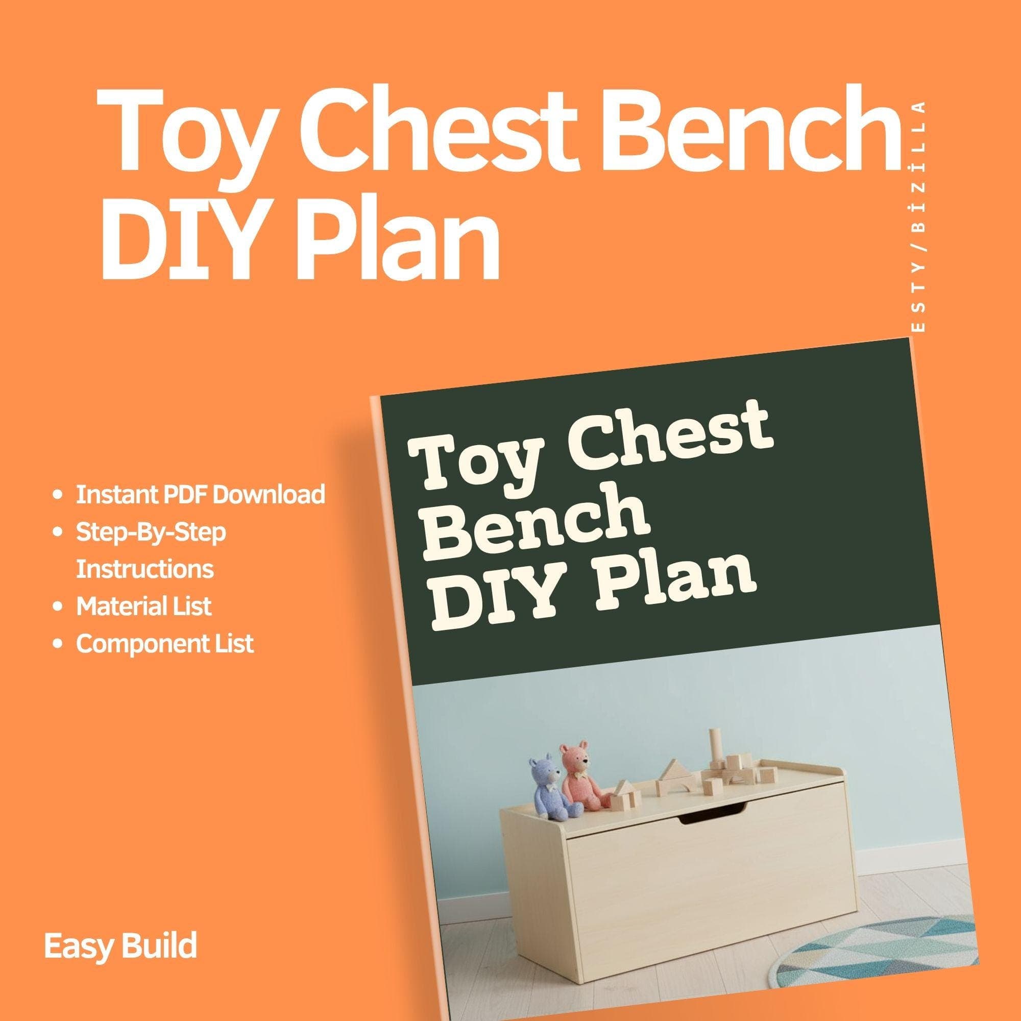 DIY Toy Chest Bench Plans: Wooden Storage Furniture (Digital Download) - view 9