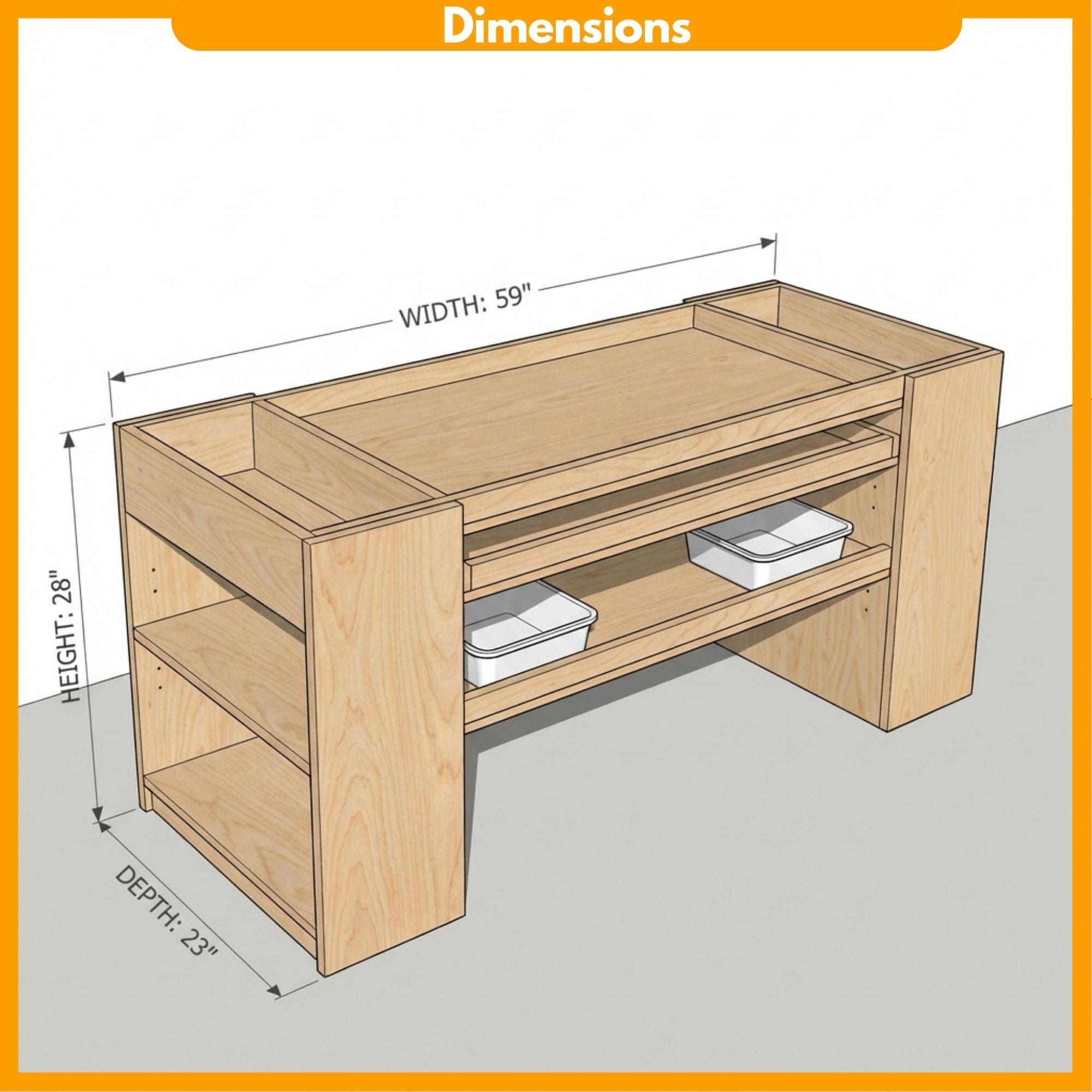 DIY Lego Table Plans | Kids Activity Table Blueprint PDF | Playroom Toy Storage Organizer |Train Table Build - view 2