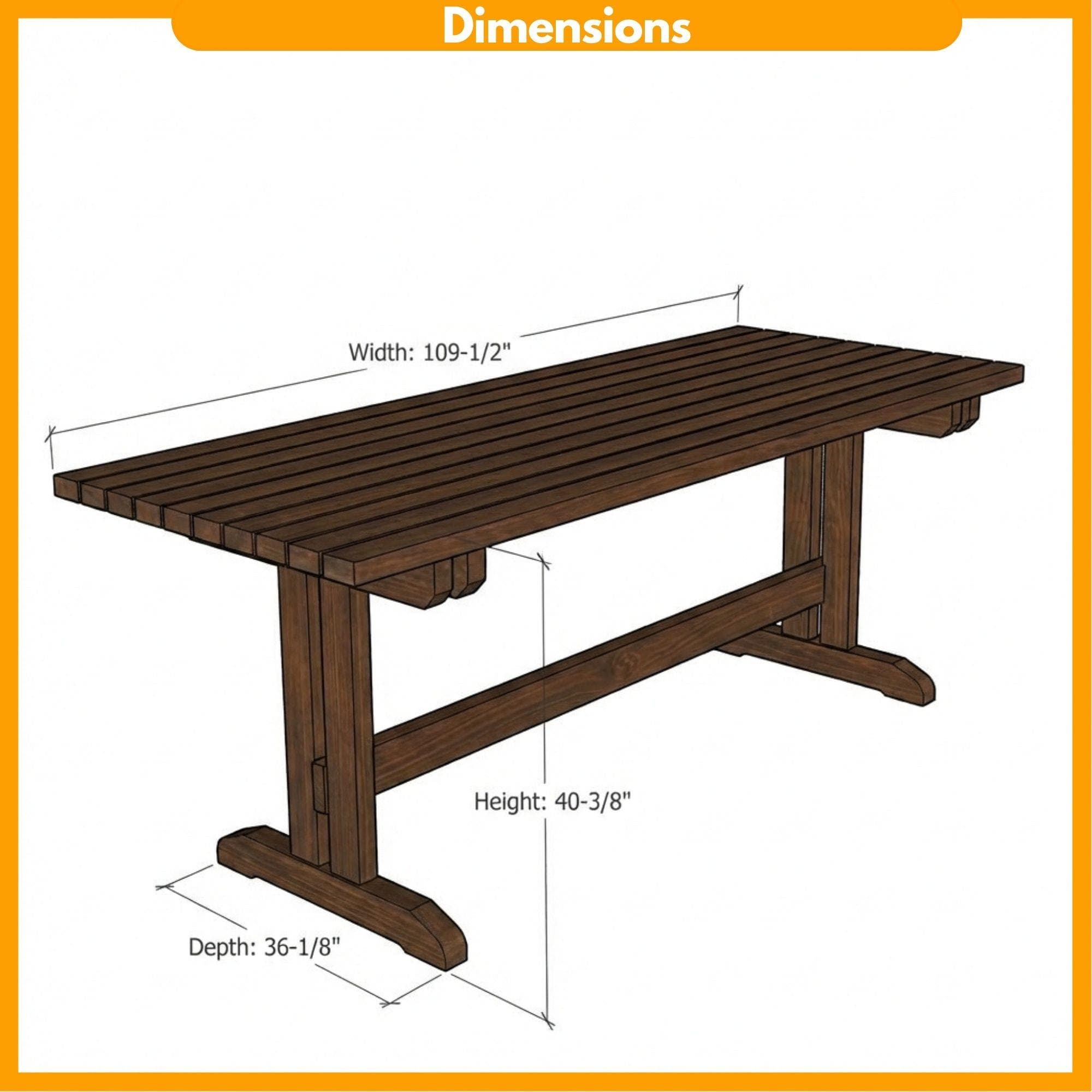 DIY Outdoor Table Plans | Large Farmhouse Table | Tall Table Plans PDF | 9ft Dining Table Blueprints | Barn Table Plans Woodworking - view 2