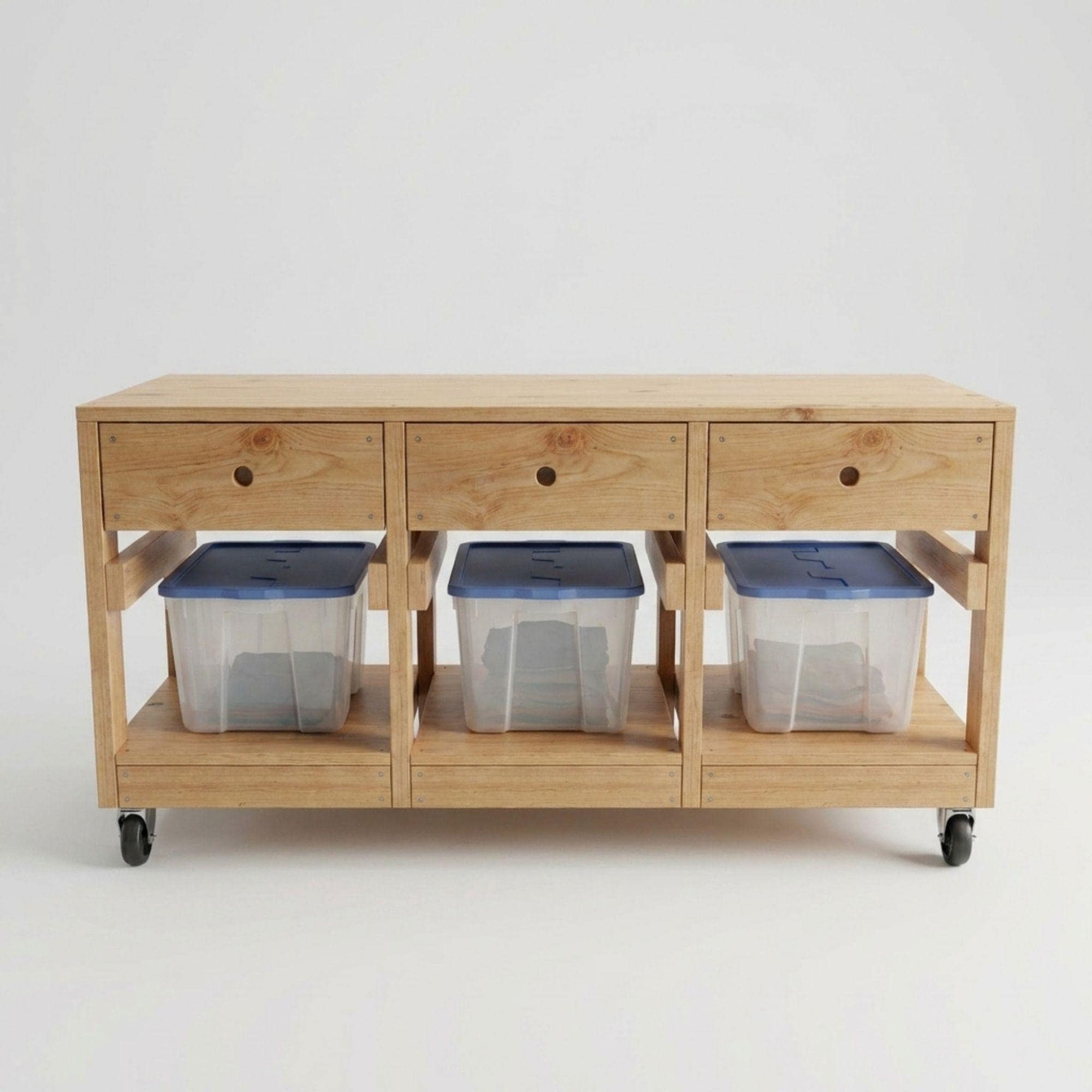 DIY Mobile Workbench with Tote Storage Plans PDF | Rolling Shop Cart & Organizer Blueprint | 3-Drawer Garage Utility Table | Woodworking - view 5
