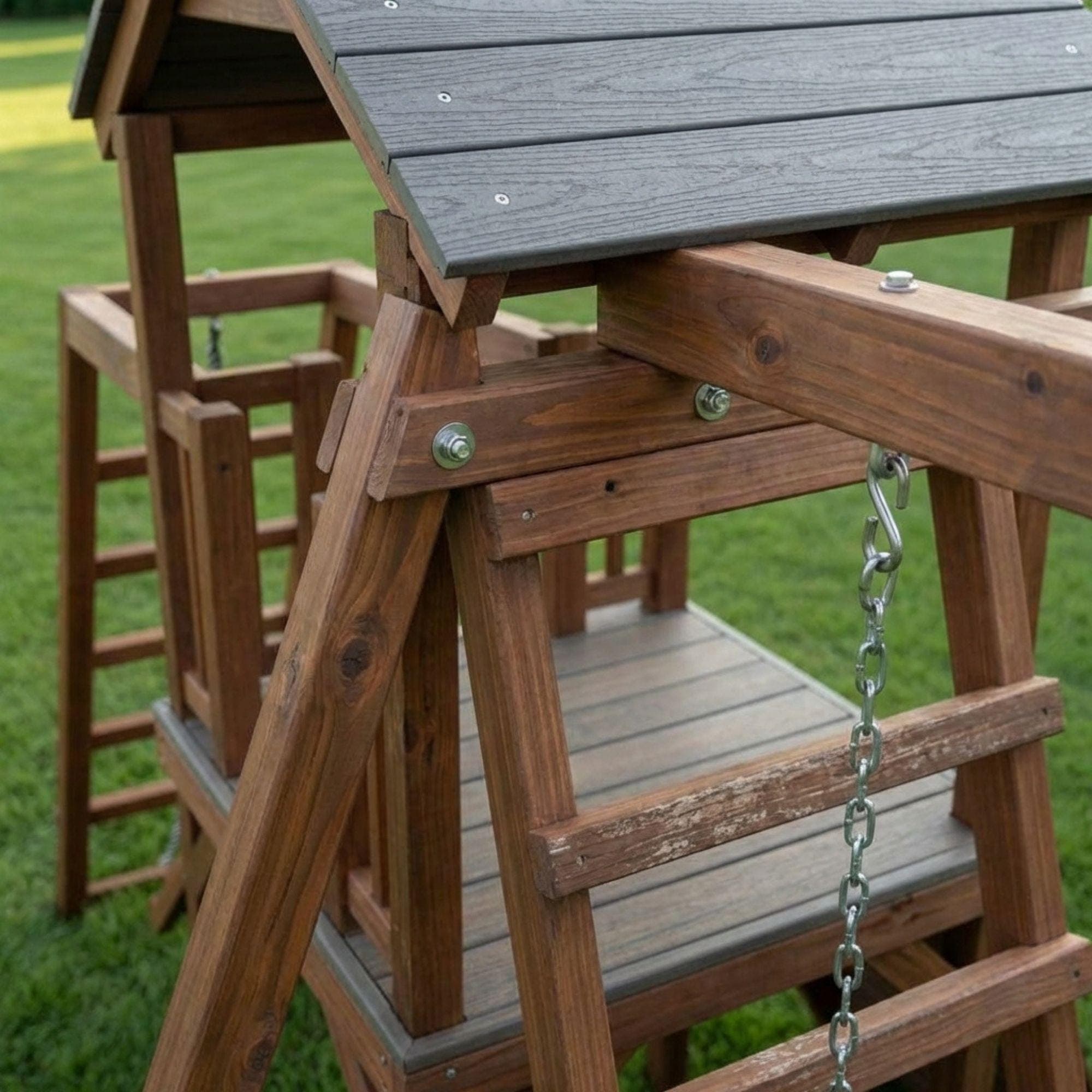DIY Swingset With Playhouse Plans | Wooden Playset Plan PDF | Backyard Playground Plans - view 7