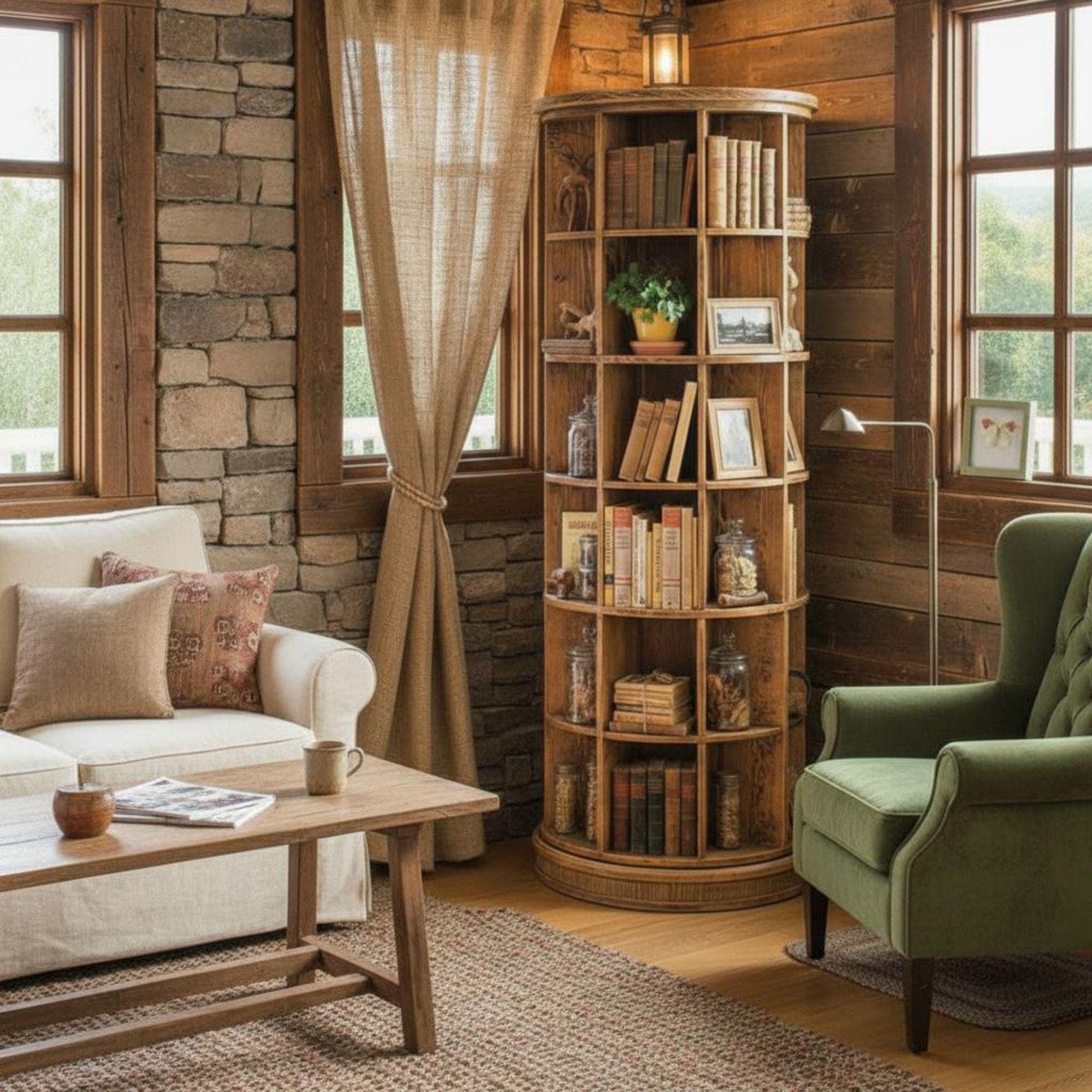 Rotating Bookshelf | Revolving Bookcase | Furniture Plans for Woodworkers | DIY Bookcase Plans PDF | Easy-to-Build Wooden Bookshelf - view 3