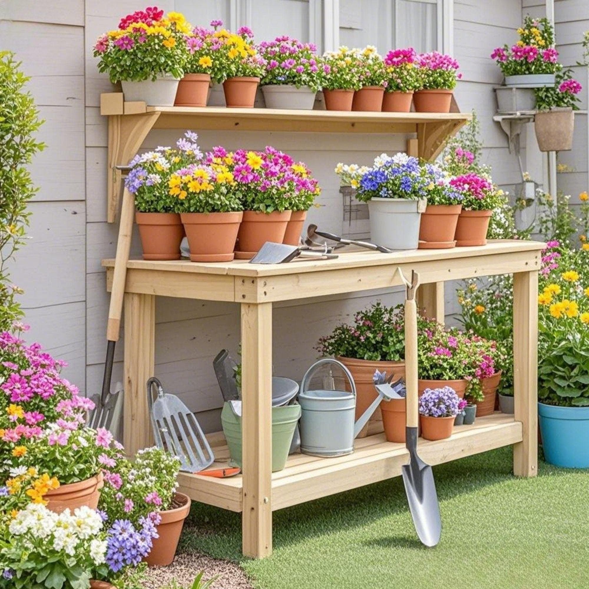 Rustic Potting Bench Plans | Outdoor Garden Workstation PDF - view 3