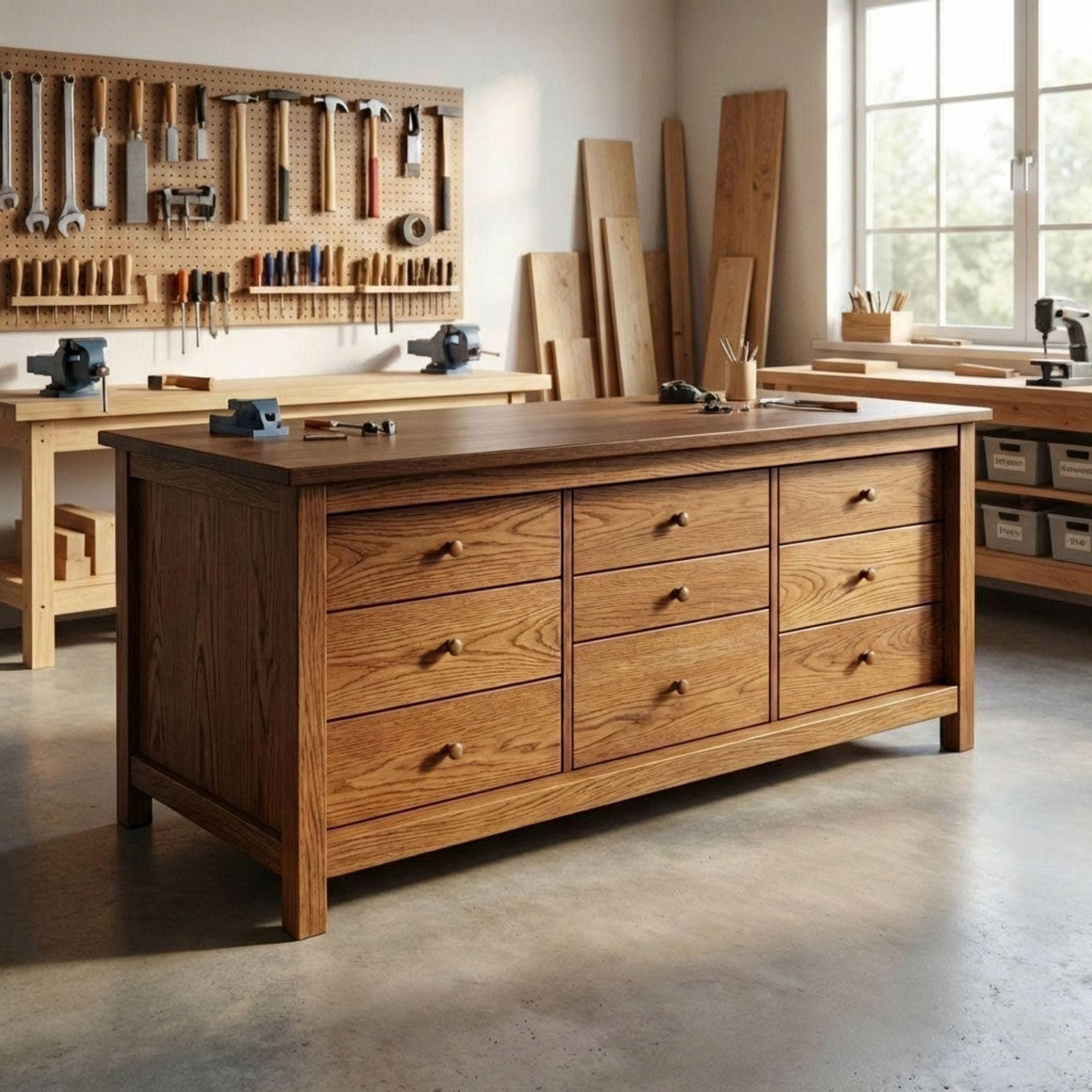 DIY Multipurpose Workbench Plans | Assembly Work Bench PDF | Garage Work Bench Storage | Craft Room Table Build | Tool Chest Pattern - view 3
