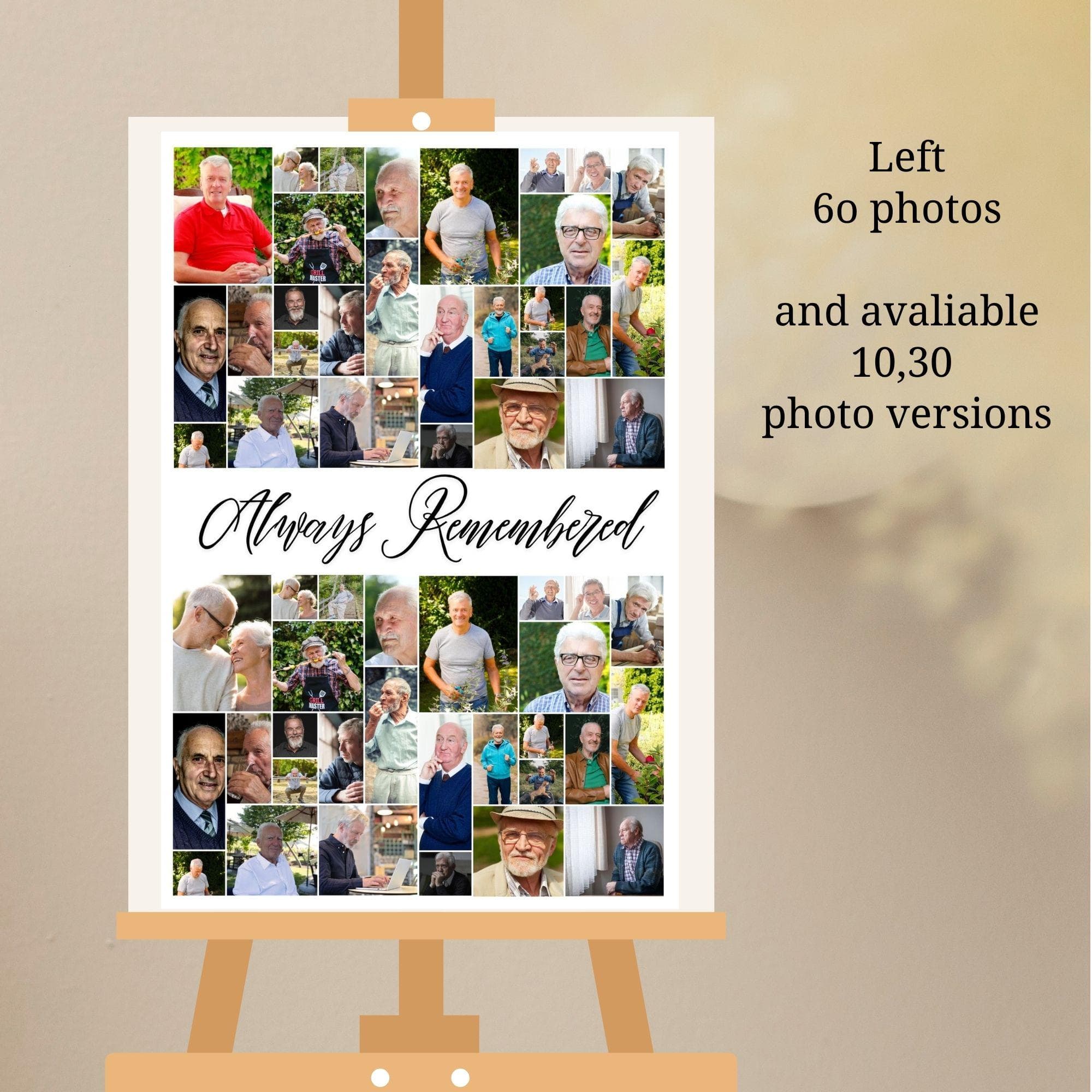 Funeral Photo Collage Sign Set, Memorial Poster (Digital Download) - view 2