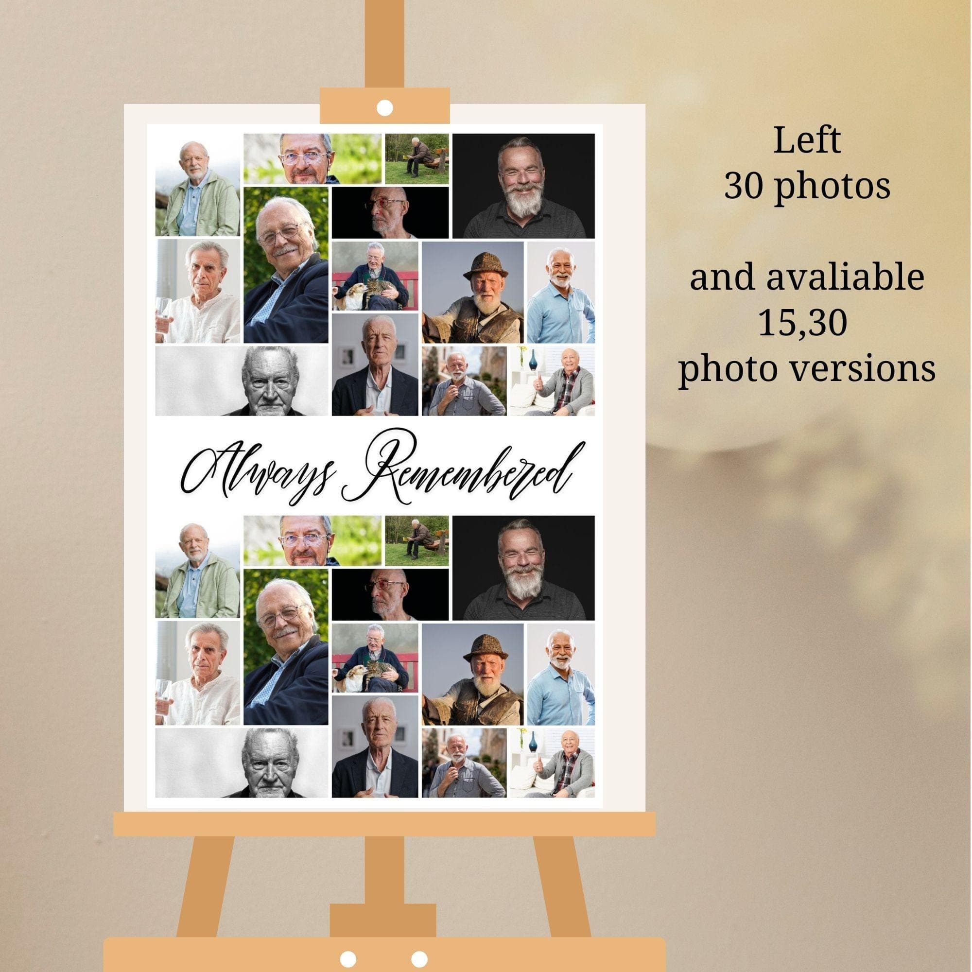 Funeral Photo Collage Sign Set, Memorial Poster (Digital Download) - view 4