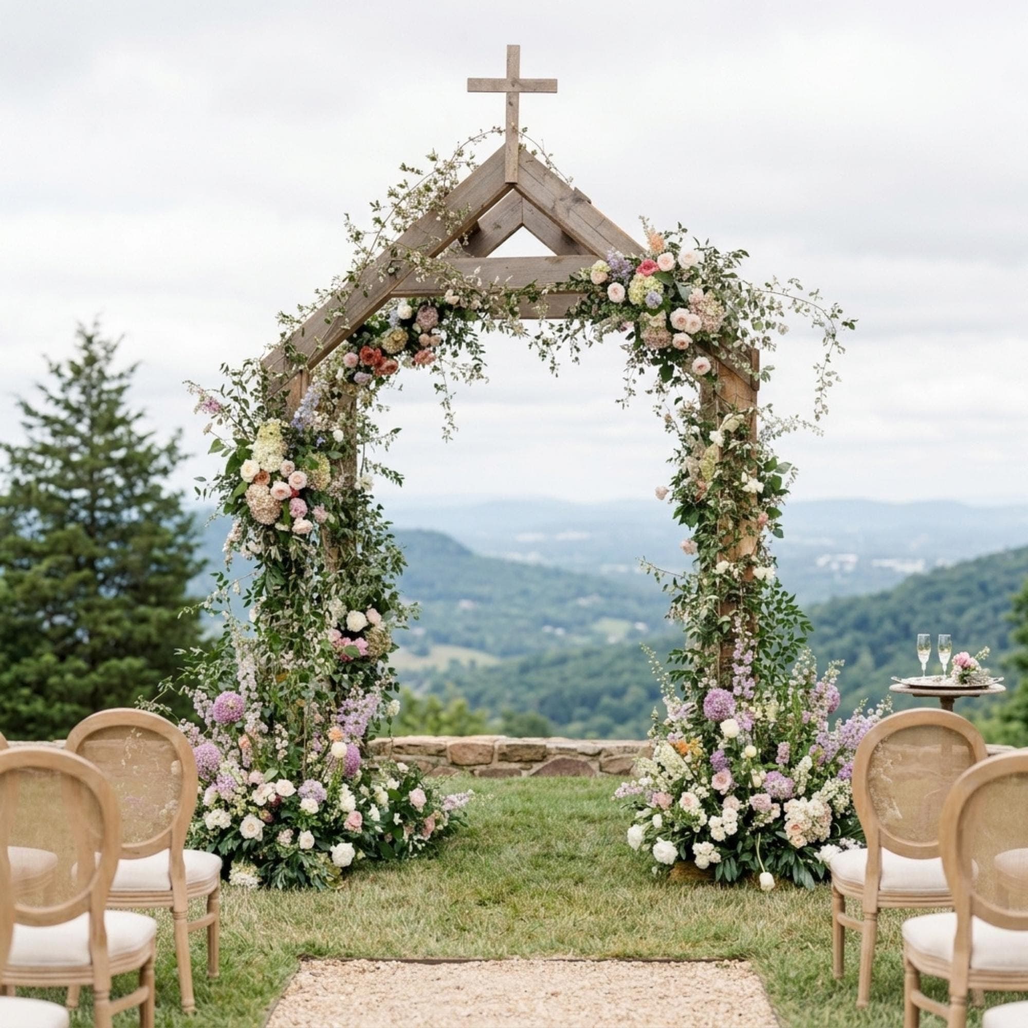 DIY Chapel Wedding Arch Plans PDF | Wooden Church Arbor Blueprint | Rustic Outdoor Canopy Build Guide | Large Pavilion Trellis Woodworking - view 7