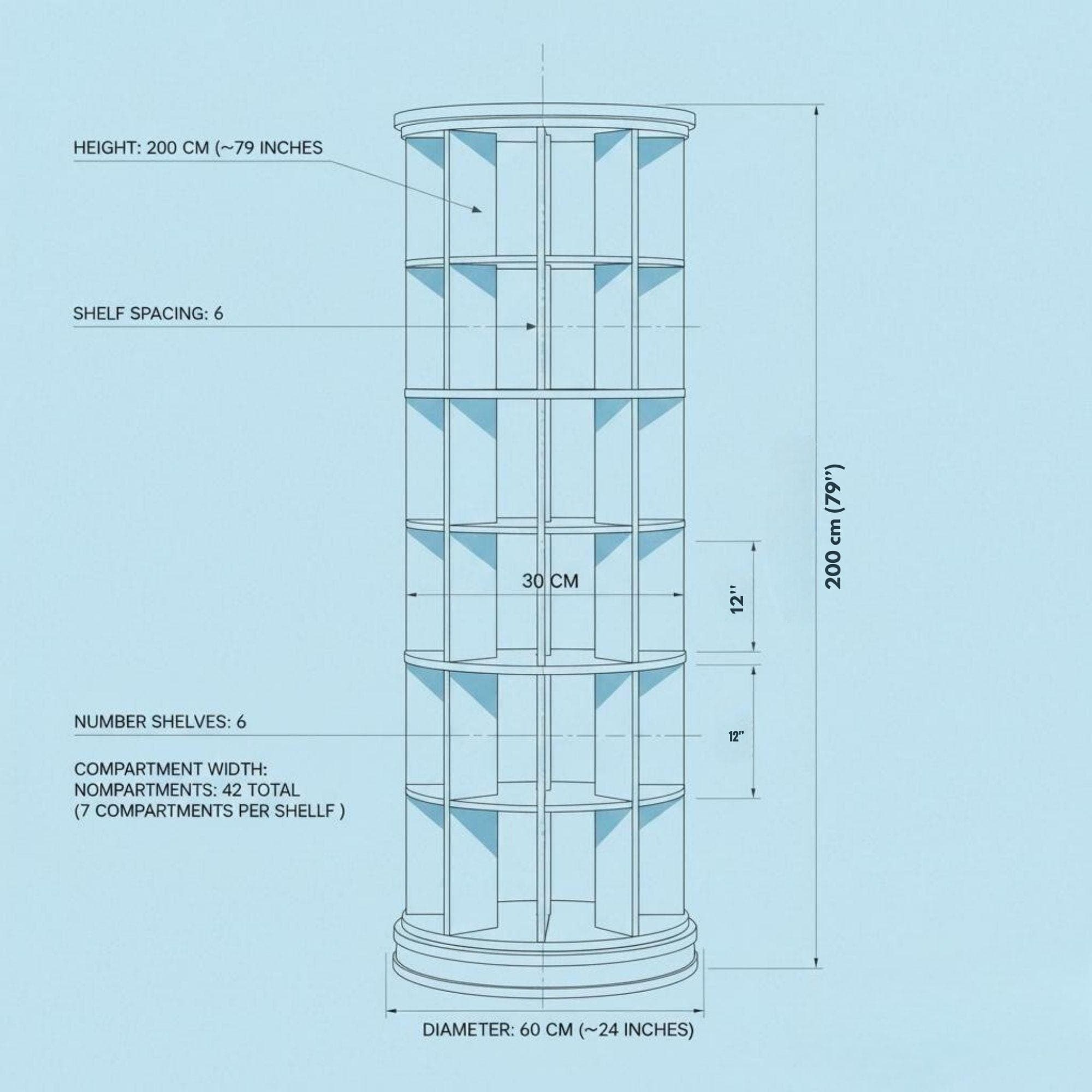 Rotating Bookshelf | Revolving Bookcase | Furniture Plans for Woodworkers | DIY Bookcase Plans PDF | Easy-to-Build Wooden Bookshelf - view 5