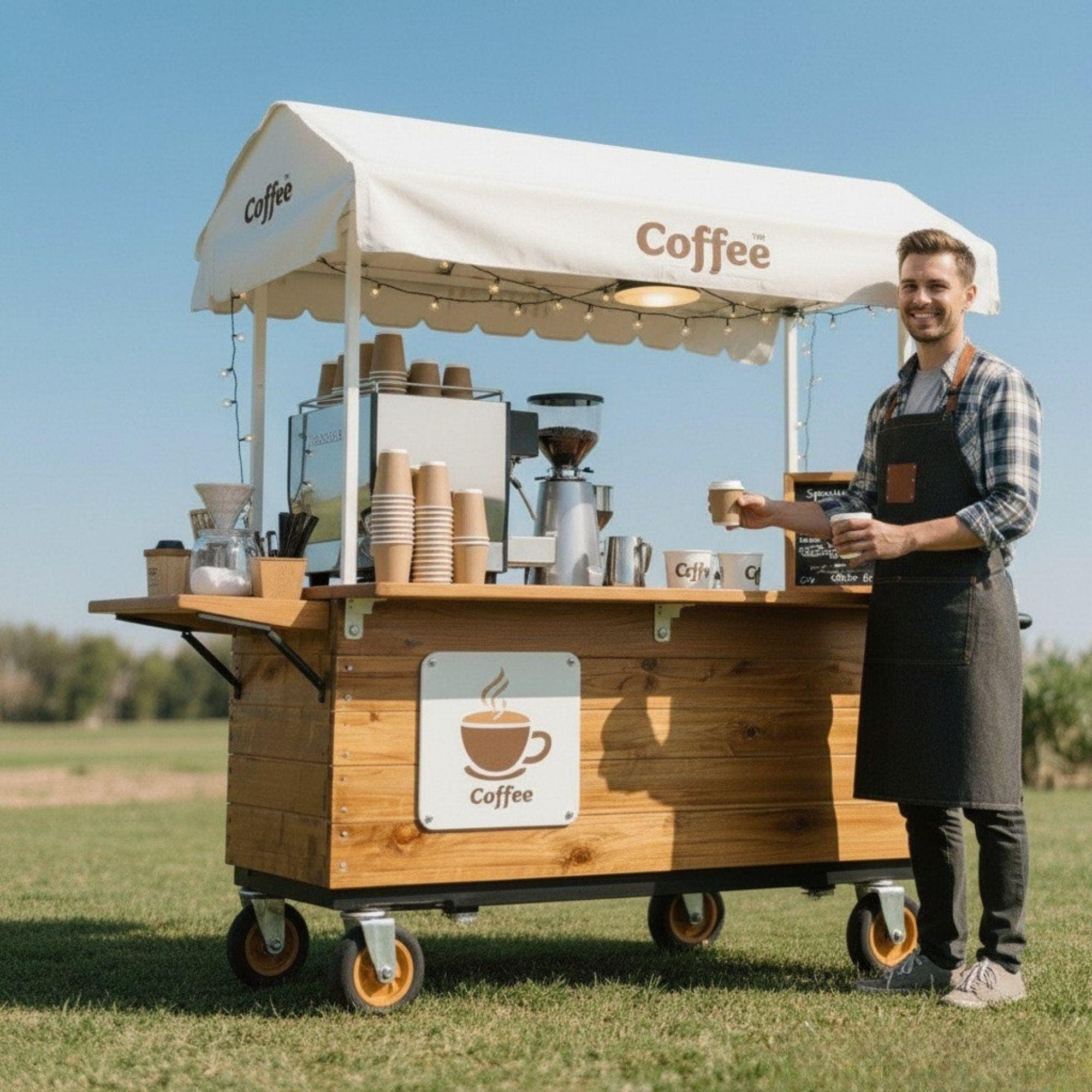 DIY Mobile Bar Cart | Coffee Cart | Custom Food Cart Plan PDF | Wedding Cart | Collapsible Beverage Cart | Vendor Cart | Foldable Bar Cart - view 3