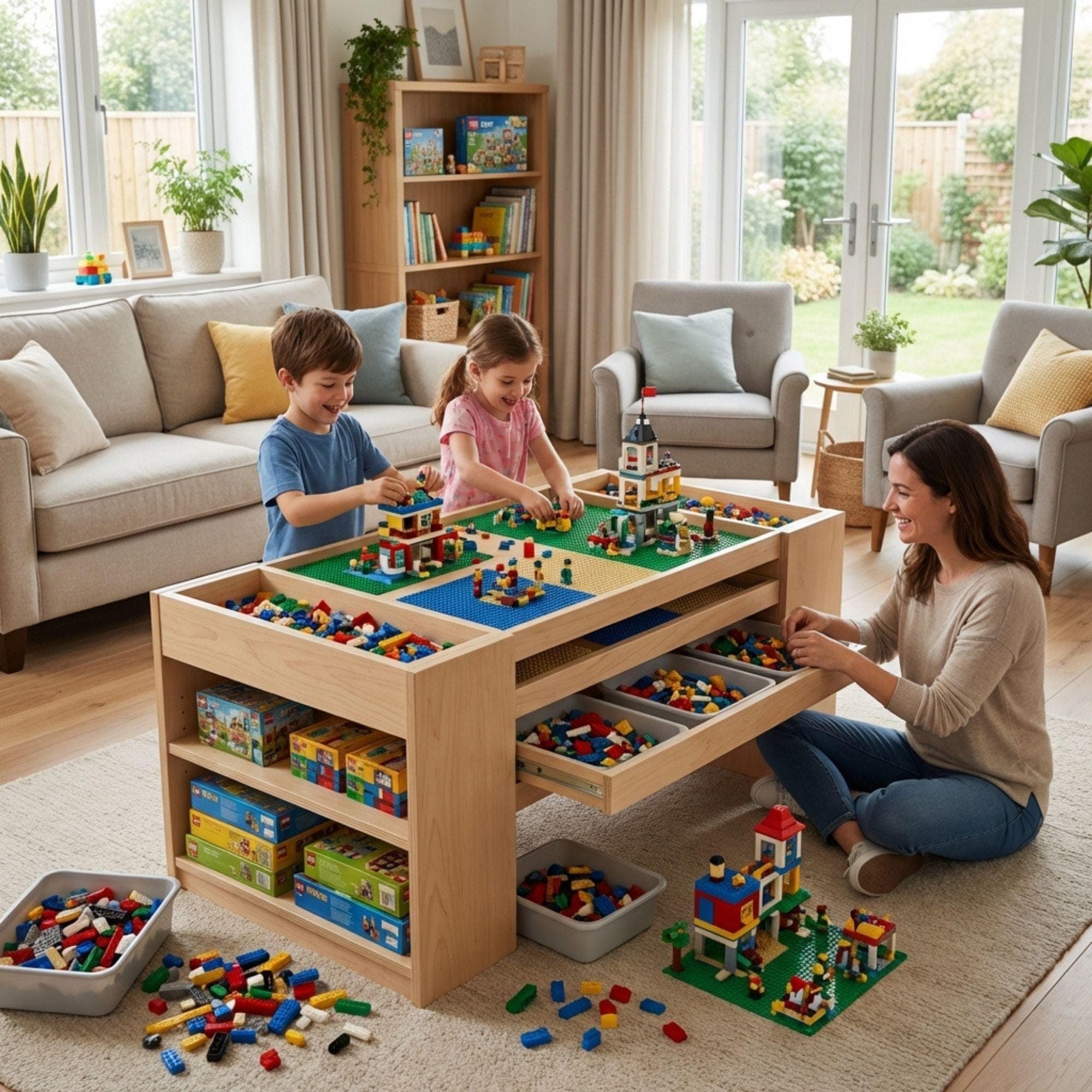 DIY Lego Table Plans | Kids Activity Table Blueprint PDF | Playroom Toy Storage Organizer |Train Table Build - view 3