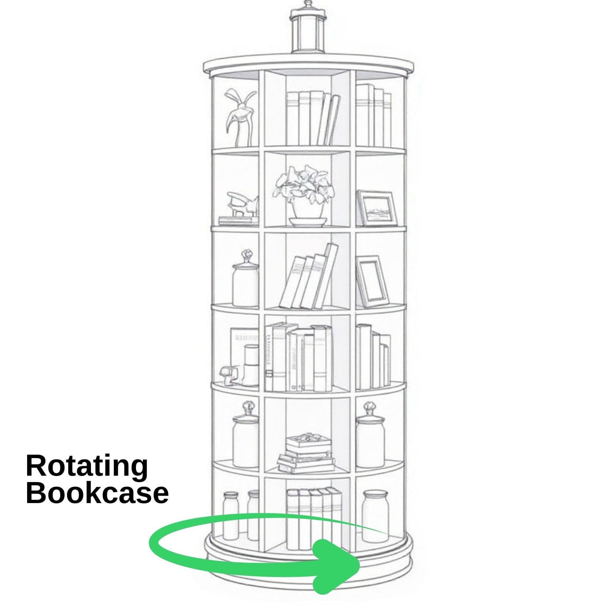 Rotating Bookshelf | Revolving Bookcase | Furniture Plans for Woodworkers | DIY Bookcase Plans PDF | Easy-to-Build Wooden Bookshelf - view 4