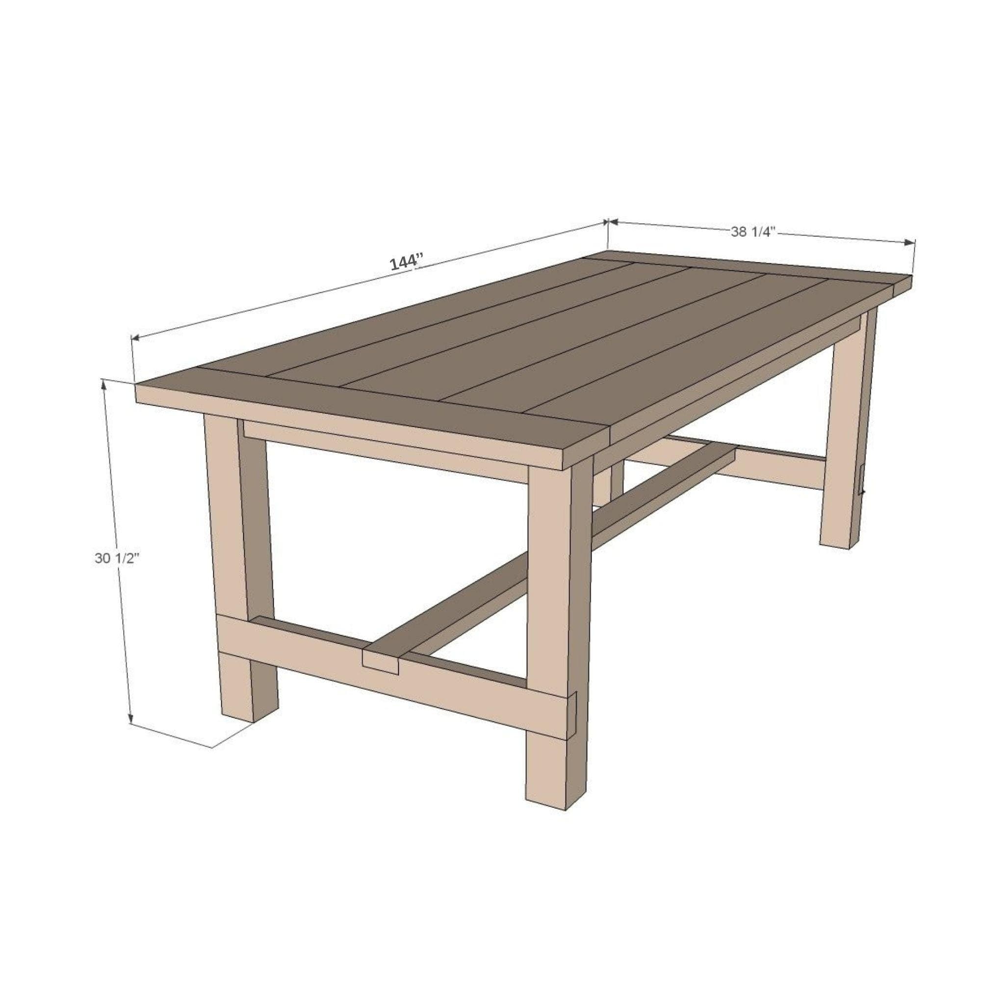 DIY 12 ft Farmhouse Table Plans | Rustic Outdoor Bench Table (Digital Download) - view 4
