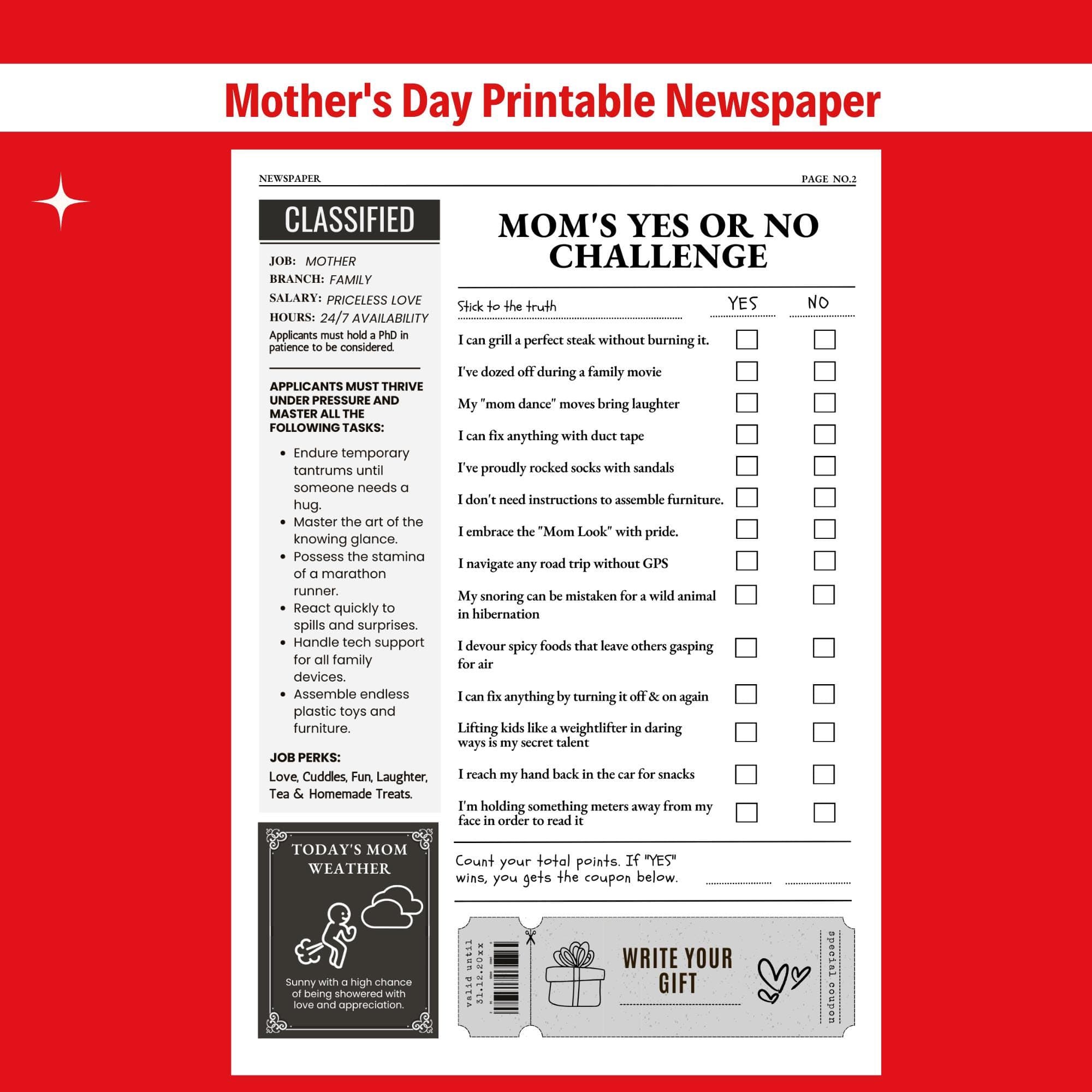 Personalized Mother's Day Newspaper Gift | Printable Card (Canva Template) - view 5