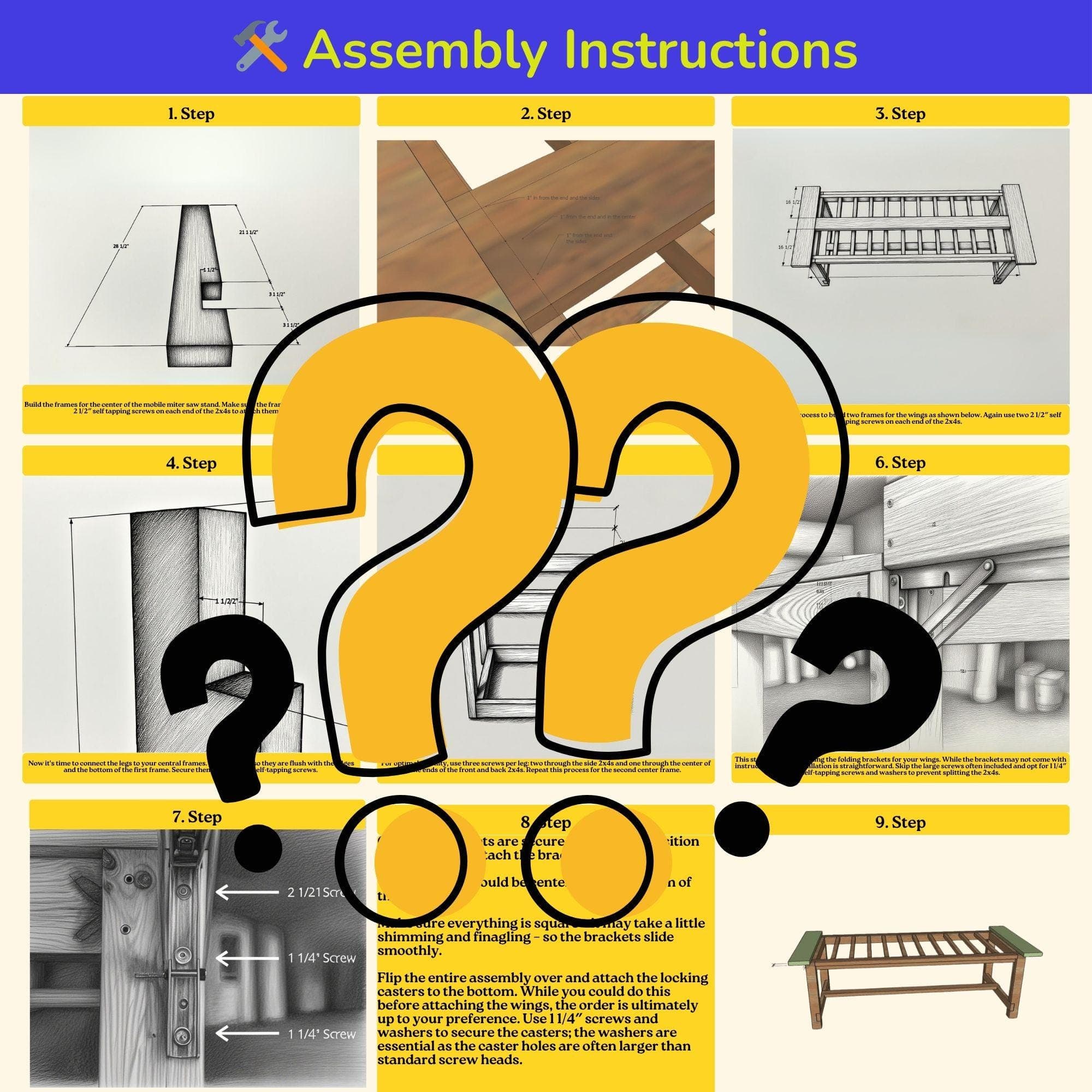 DIY 12 ft Farmhouse Table Plans | Rustic Outdoor Bench Table (Digital Download) - view 7
