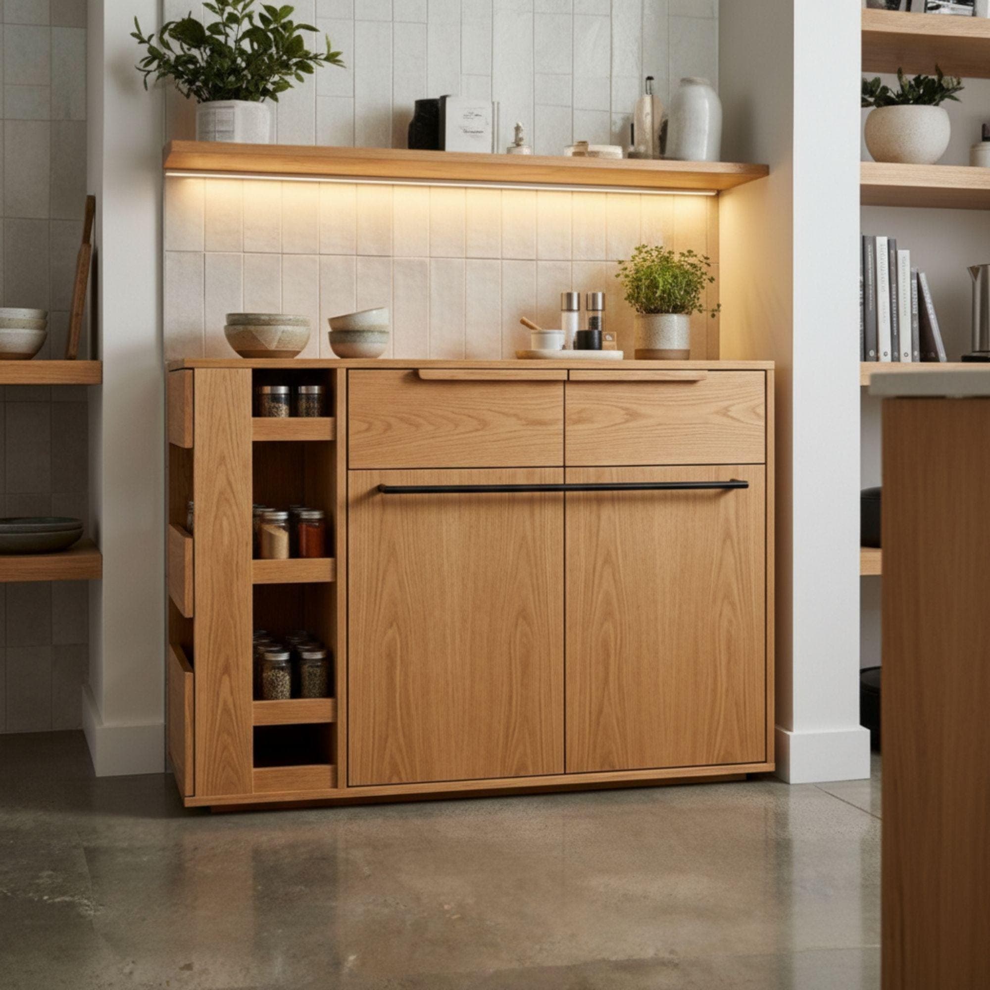 Narrow Sideboard DIY Plans | Space-Saving Buffet Cabinet Blueprint (PDF Download) - view 4