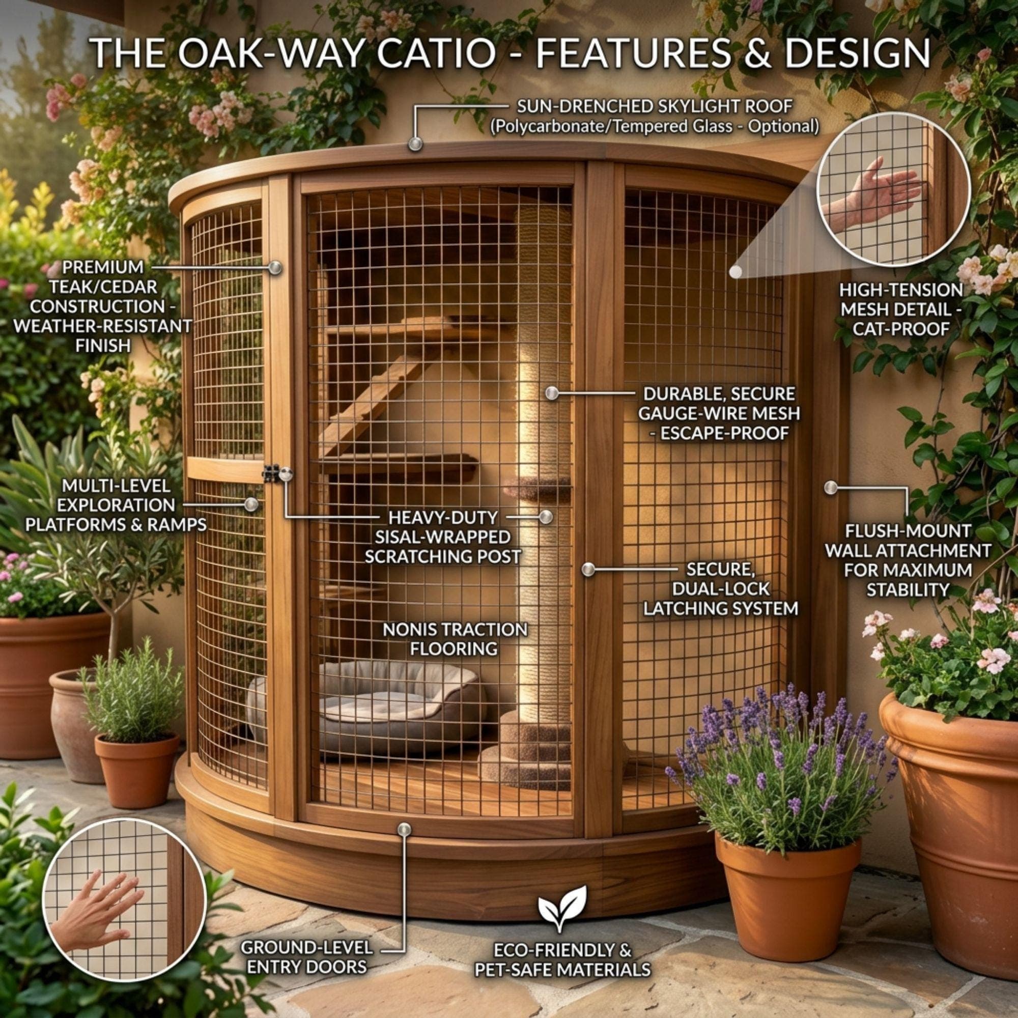 DIY Catio Plans | Curved Cat House Enclosure Build Guide | Small Outdoor Cat Cage PDF - view 3