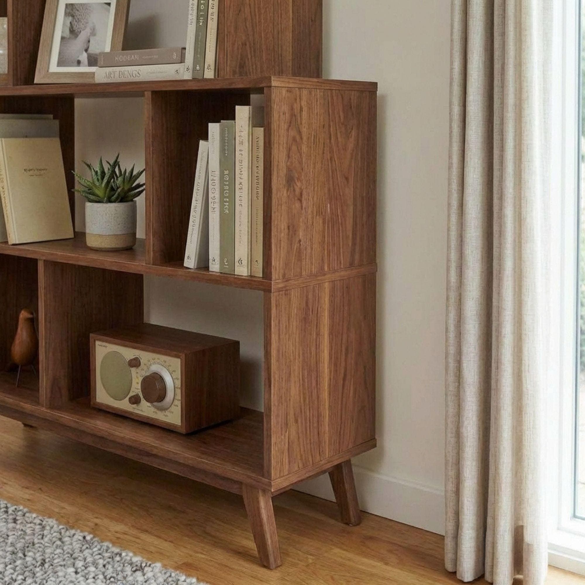 Mid-Century Modern Bookshelf Plans | Geometric Wood Bookcase Blueprint (Digital Download) - view 7