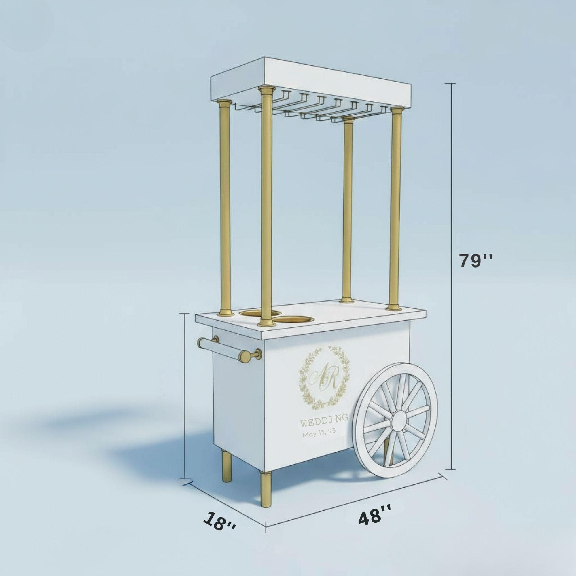 Champagne Cart Blueprint | DIY Mobile Bar, Wedding Event Cart (Custom Build) - view 10