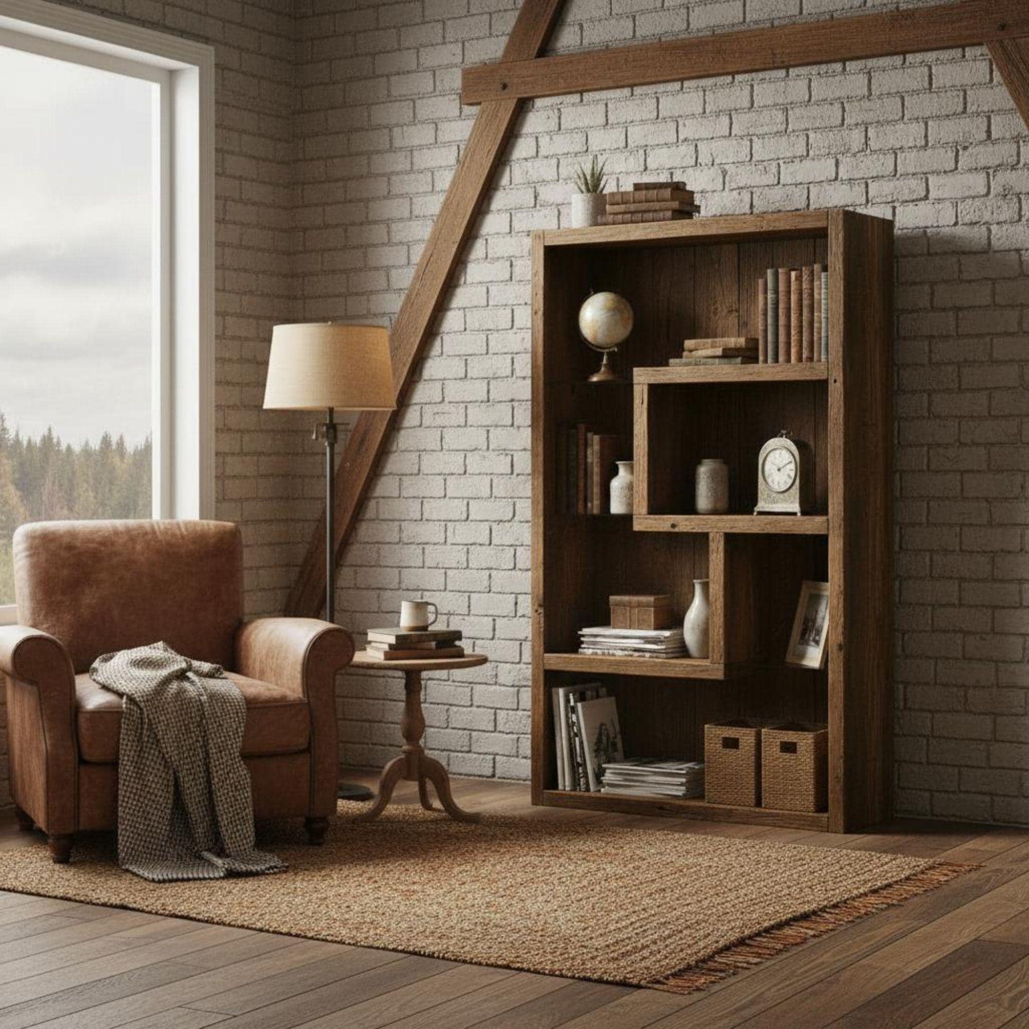 DIY Bookcase Plans PDF | Easy-to-Build Wooden Bookshelf, Wall Shelf Project | Minimalist Mid-Century Furniture - view 3