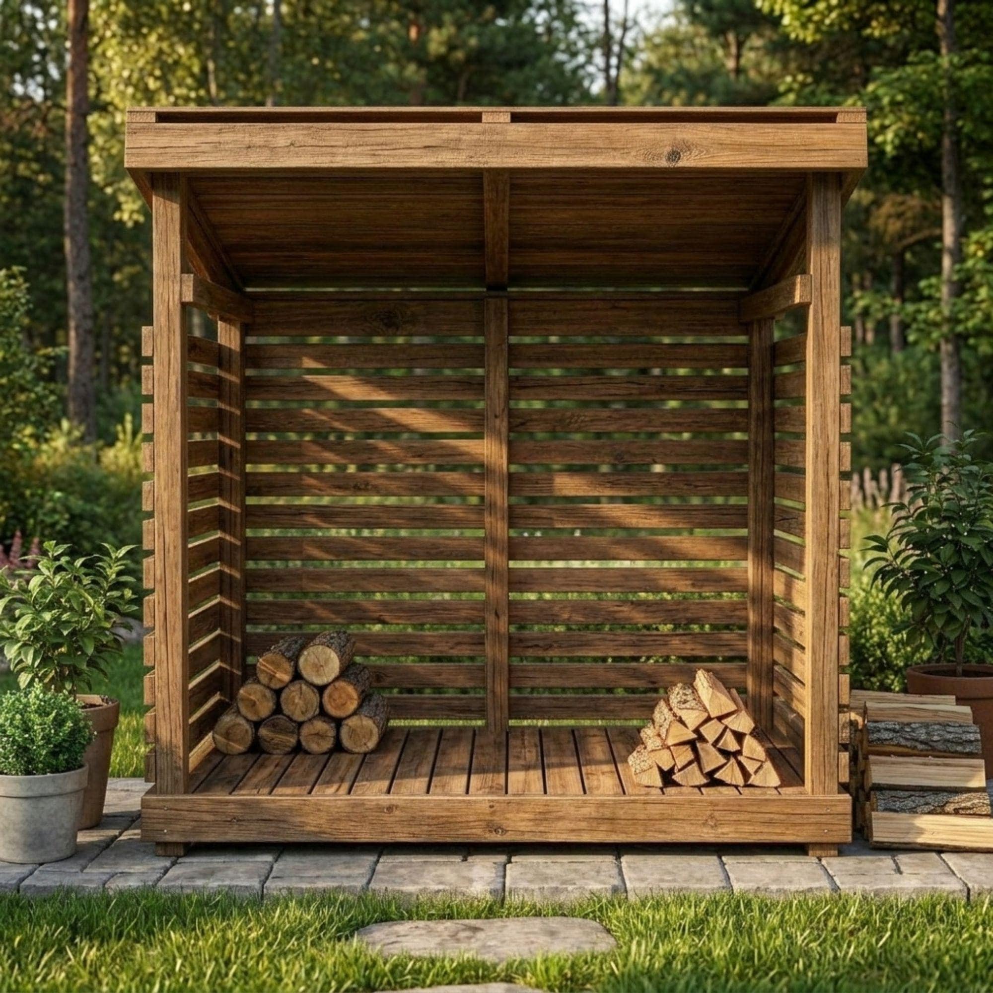 DIY Small Firewood Shed Plans PDF | Outdoor Log Storage Blueprint | Lean-To Wood Storage Shed | Garden Firewood Rack Woodworking Plan - view 5
