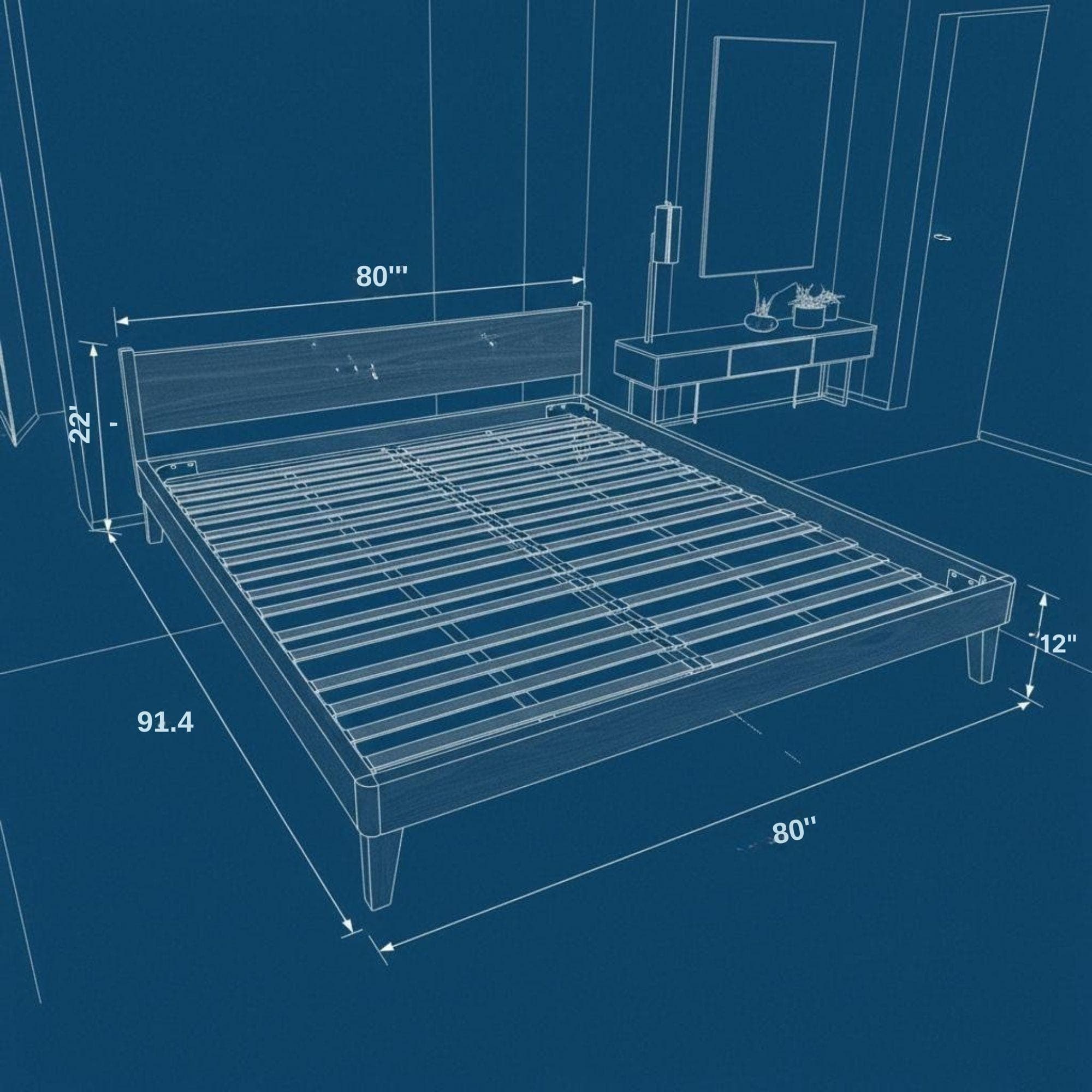 DIY Floating Bed Frame Plans | Rustic Wood, King Size (PDF Furniture) - view 6