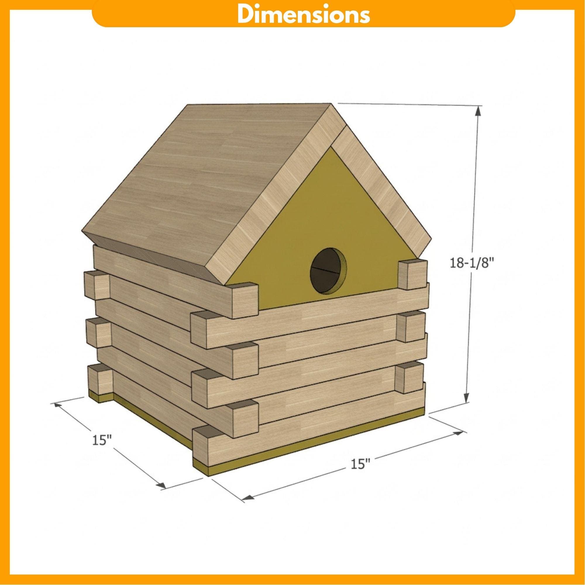 DIY Log Cabin Birdhouse Plans PDF | Large Bird Box Woodworking Blueprint | Fancy Birdhouse Plans to Build - view 2