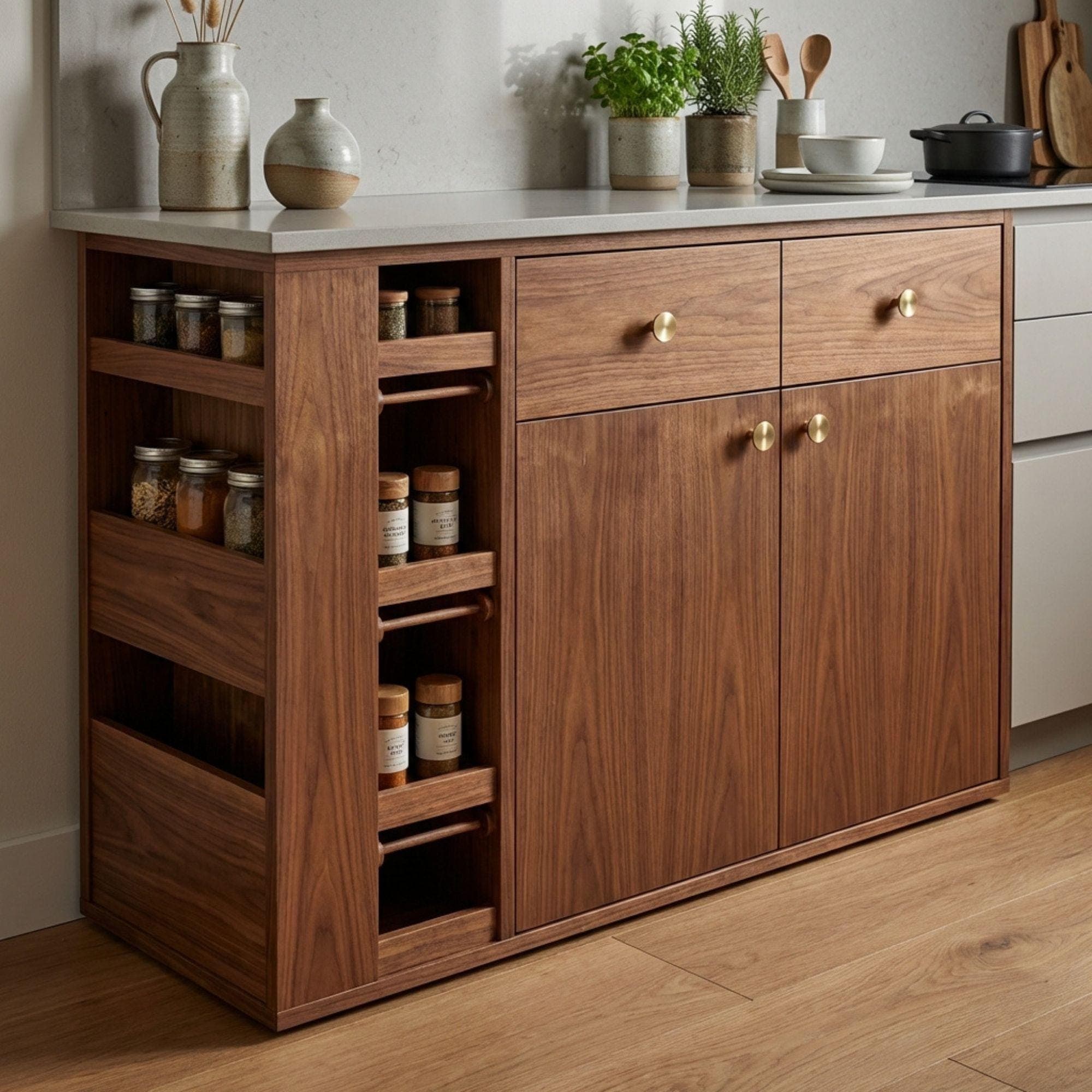 Narrow Sideboard DIY Plans | Space-Saving Buffet Cabinet Blueprint (PDF Download) - view 3